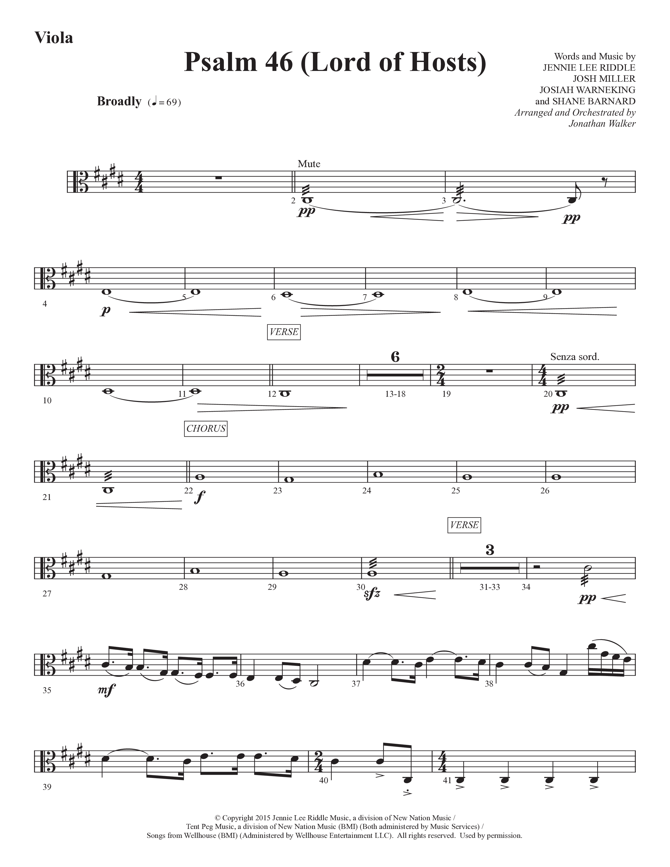 Psalm 46 (Lord Of Hosts) (Choral Anthem SATB) Viola (Prestonwood Worship / Prestonwood Choir / Arr. Jonathan Walker)