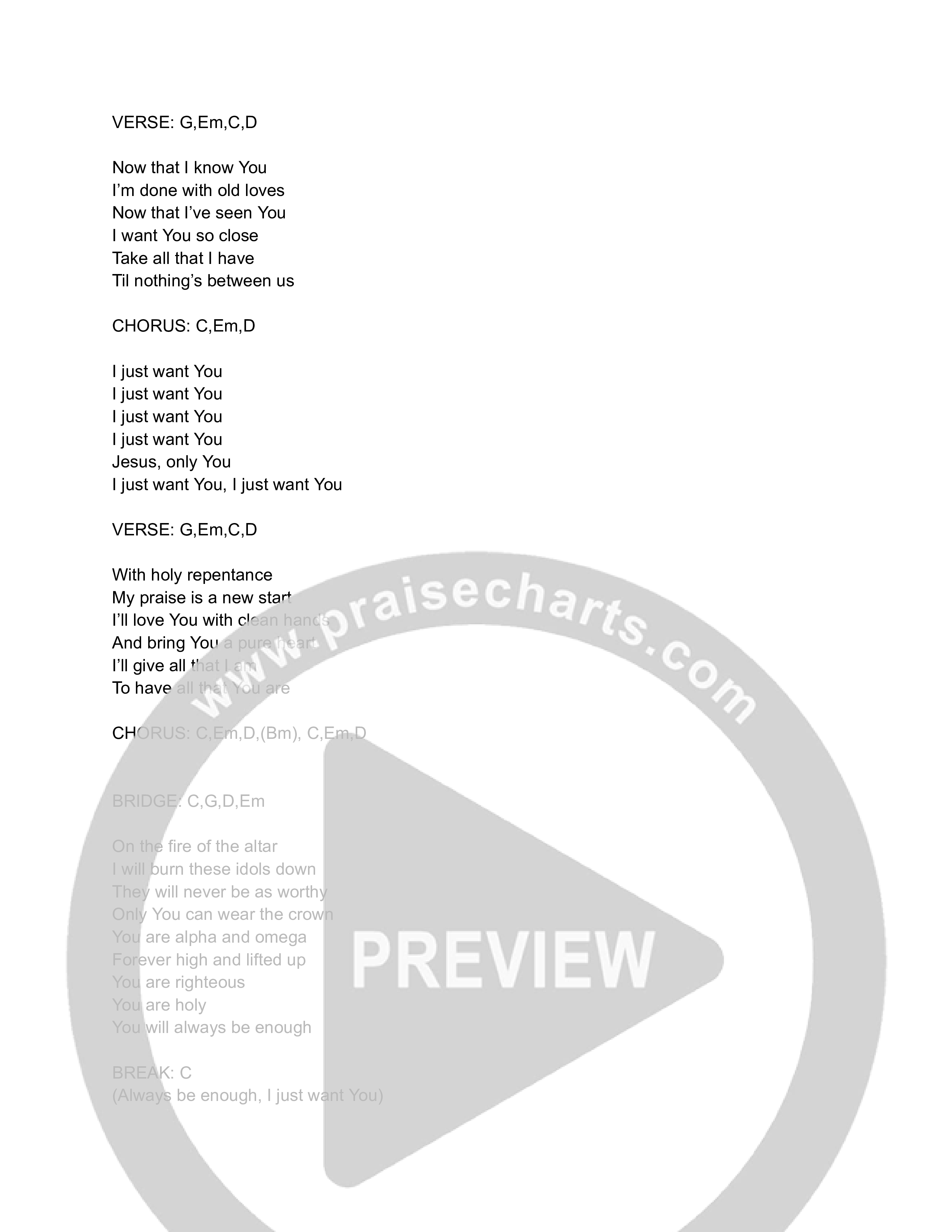 I Just Want You Chord Chart (FOUNT / Hannah Rae Faulk)