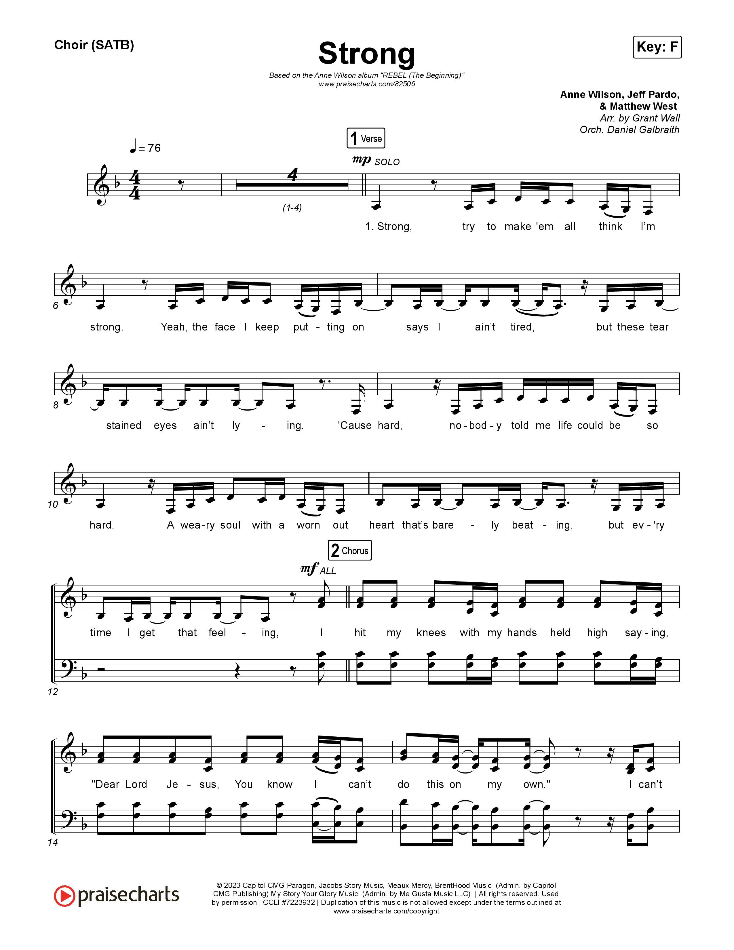 Strong Choir Sheet (SATB) (Anne Wilson)