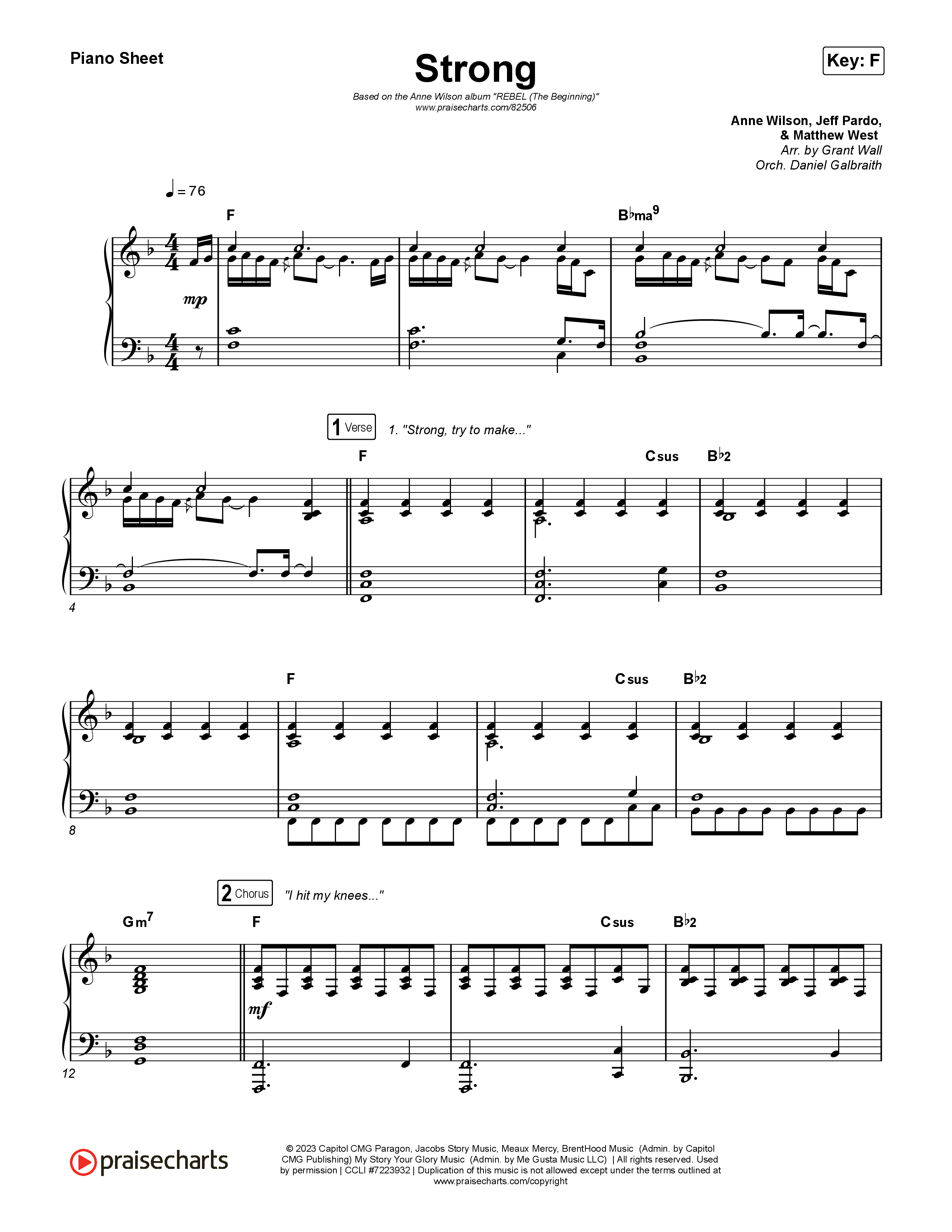 Strong Piano Sheet (Anne Wilson)