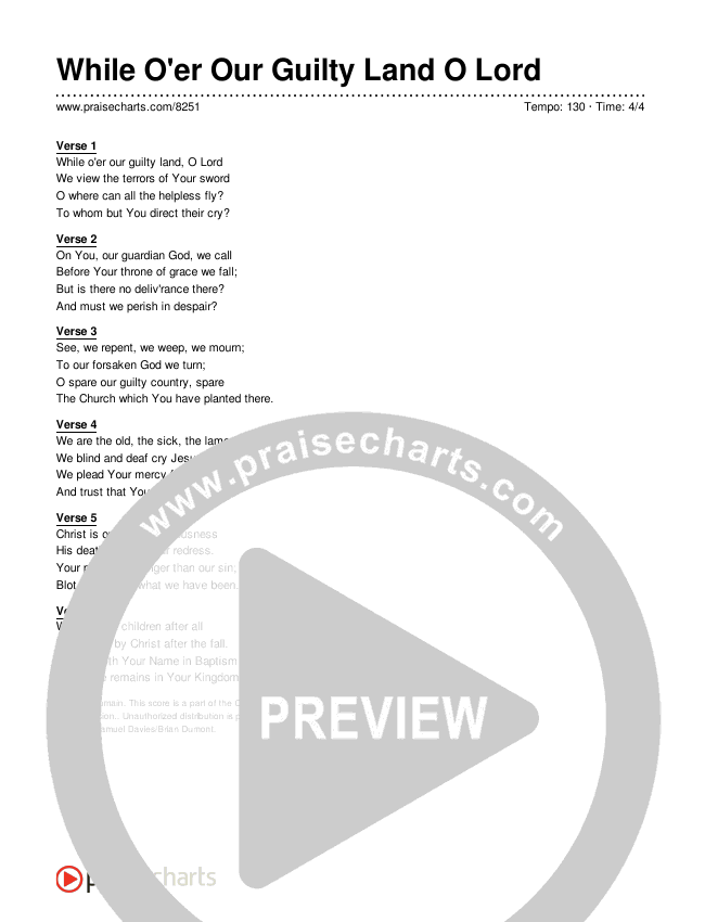 While O'er Our Guilty Land O Lord Lyrics (Traditional Hymn)
