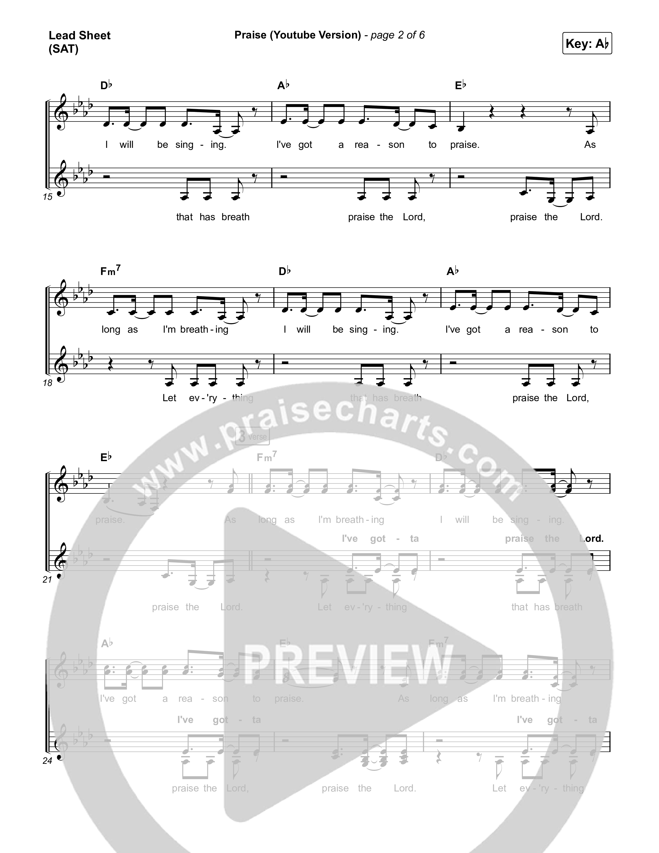 Praise Lead Sheet (SAT) (Elevation Worship / Elevation Choir)