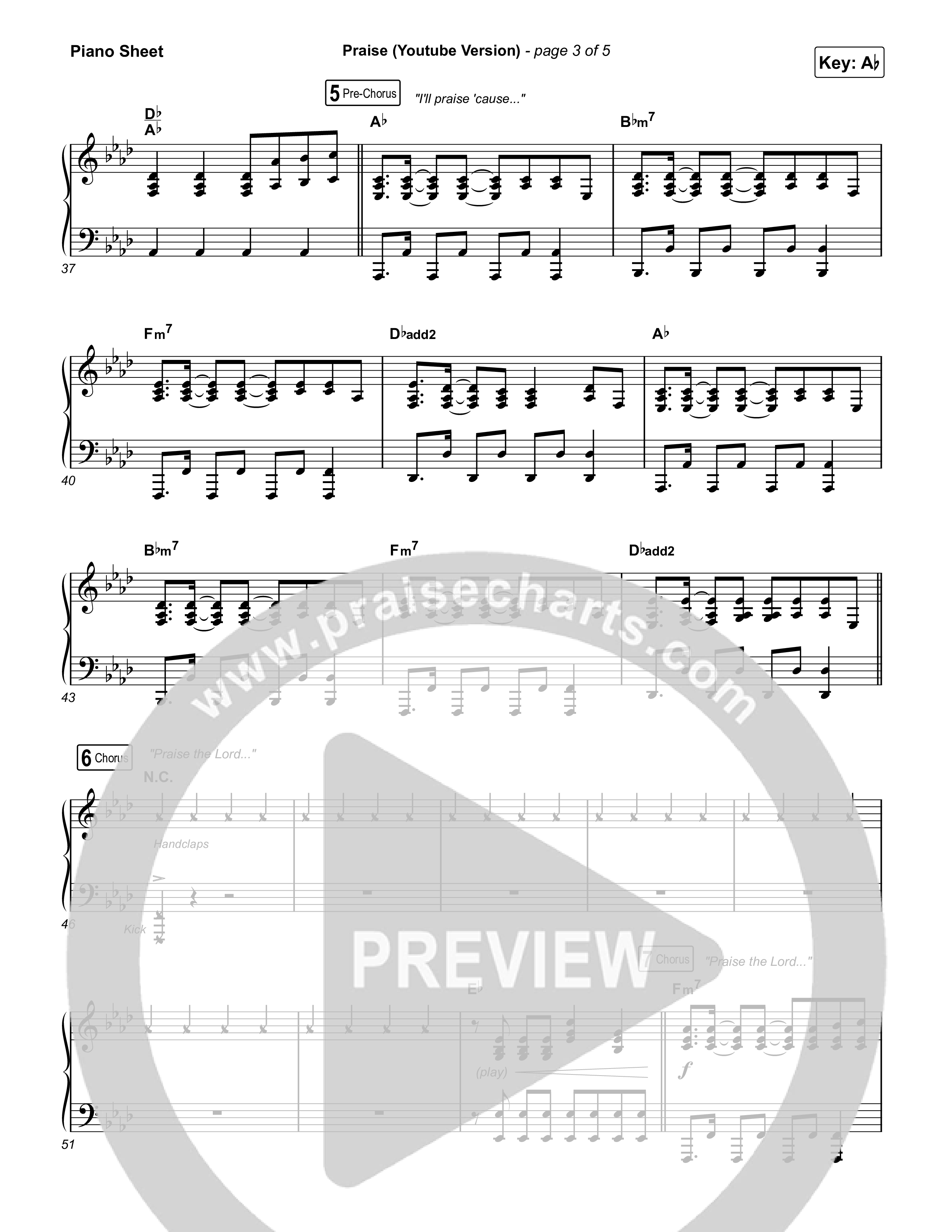 Praise Piano Sheet (Elevation Worship / Elevation Choir)
