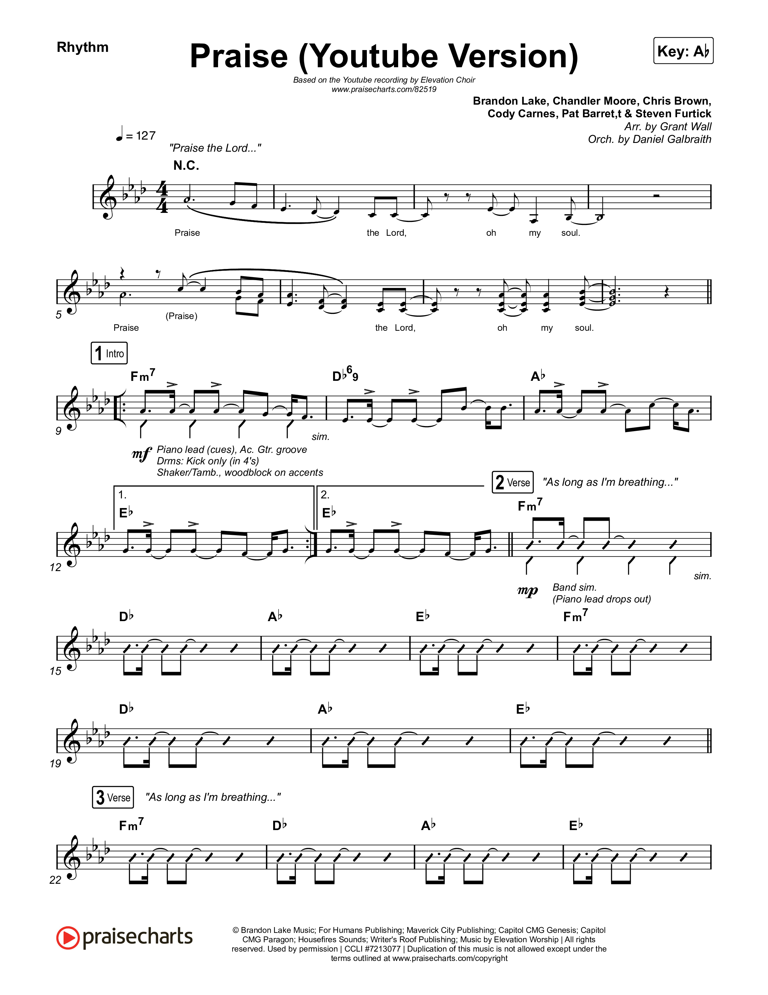 Praise Rhythm Chart (Elevation Worship / Elevation Choir)