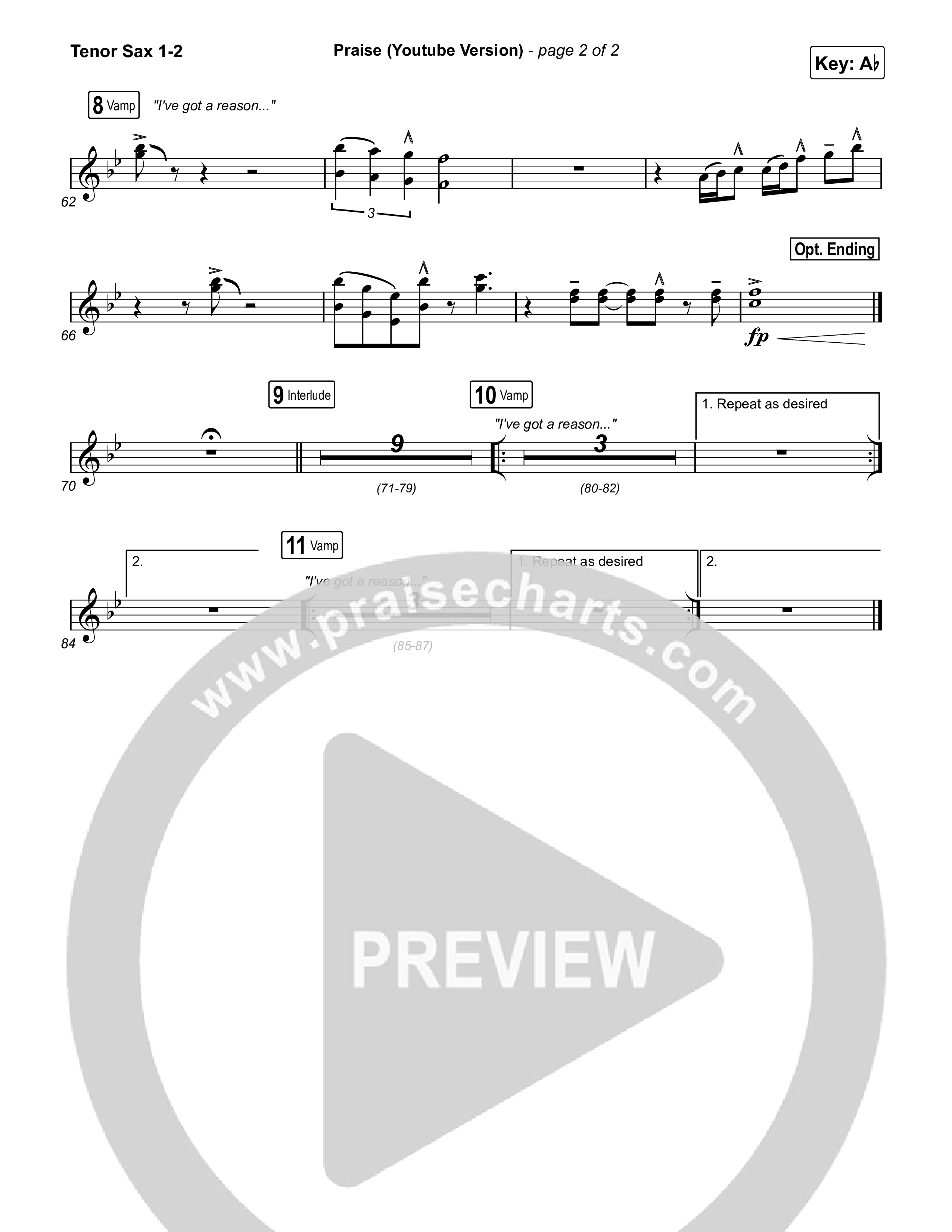 Praise Tenor Sax 1,2 (Elevation Worship / Elevation Choir)