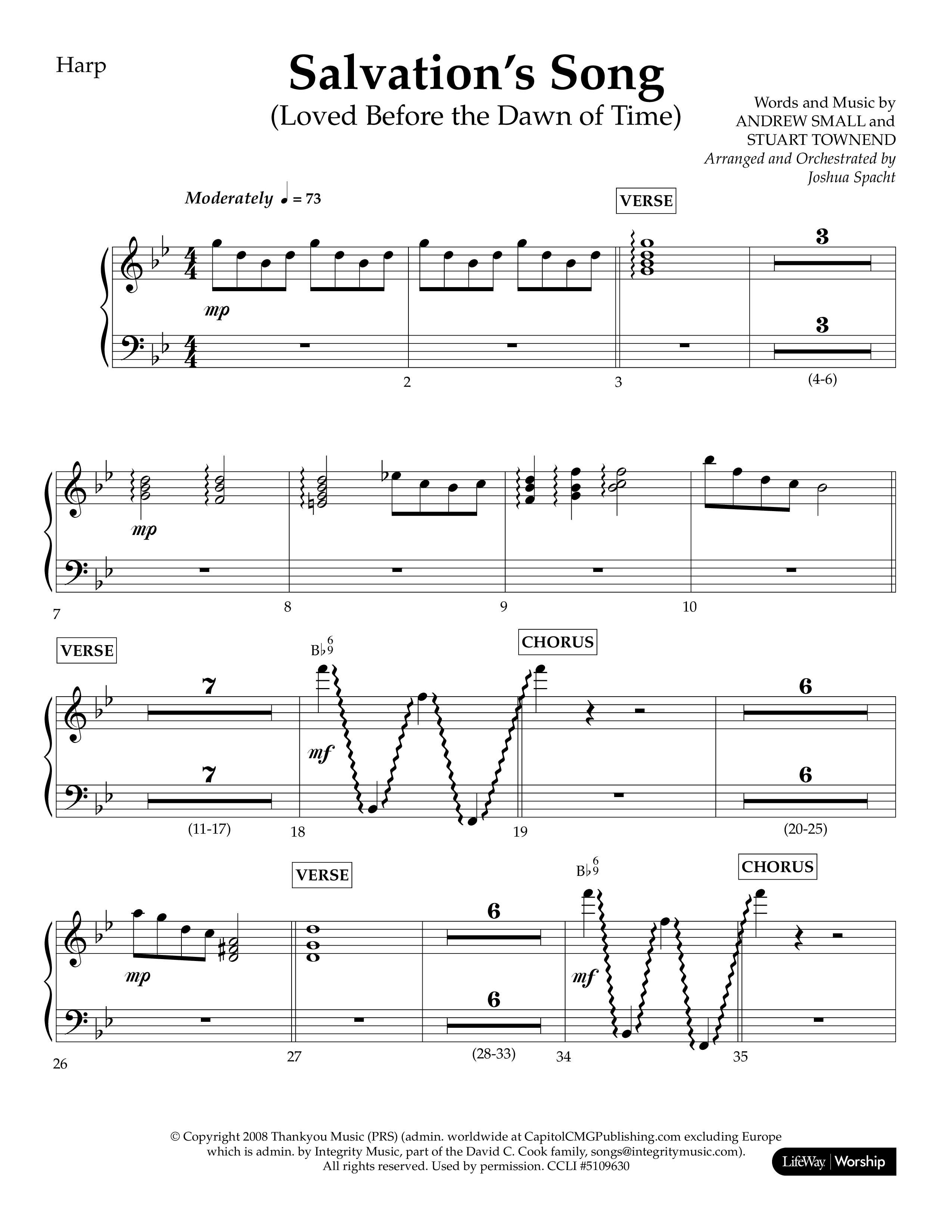 Loved Before The Dawn Of Time (Salvation's Song) (Choral Anthem SATB) Harp (Lifeway Choral / Arr. Joshua Spacht)