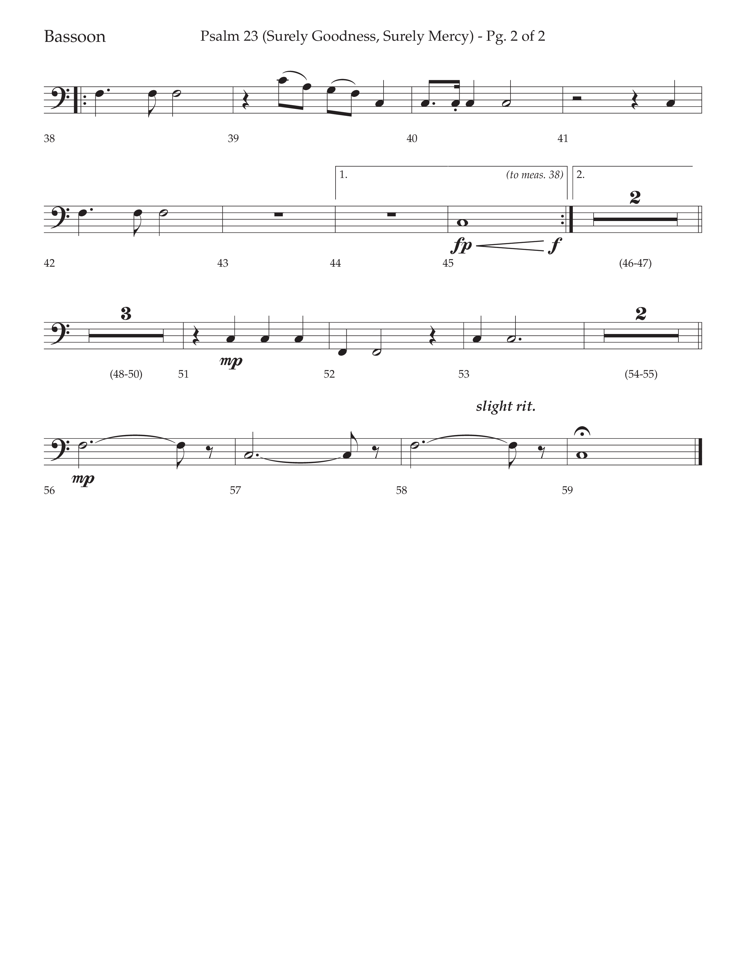 Psalm 23 (Surely Goodness) (Choral Anthem SATB) Bassoon (Lifeway Choral / Arr. Craig Adams / Orch. Russell Mauldin)