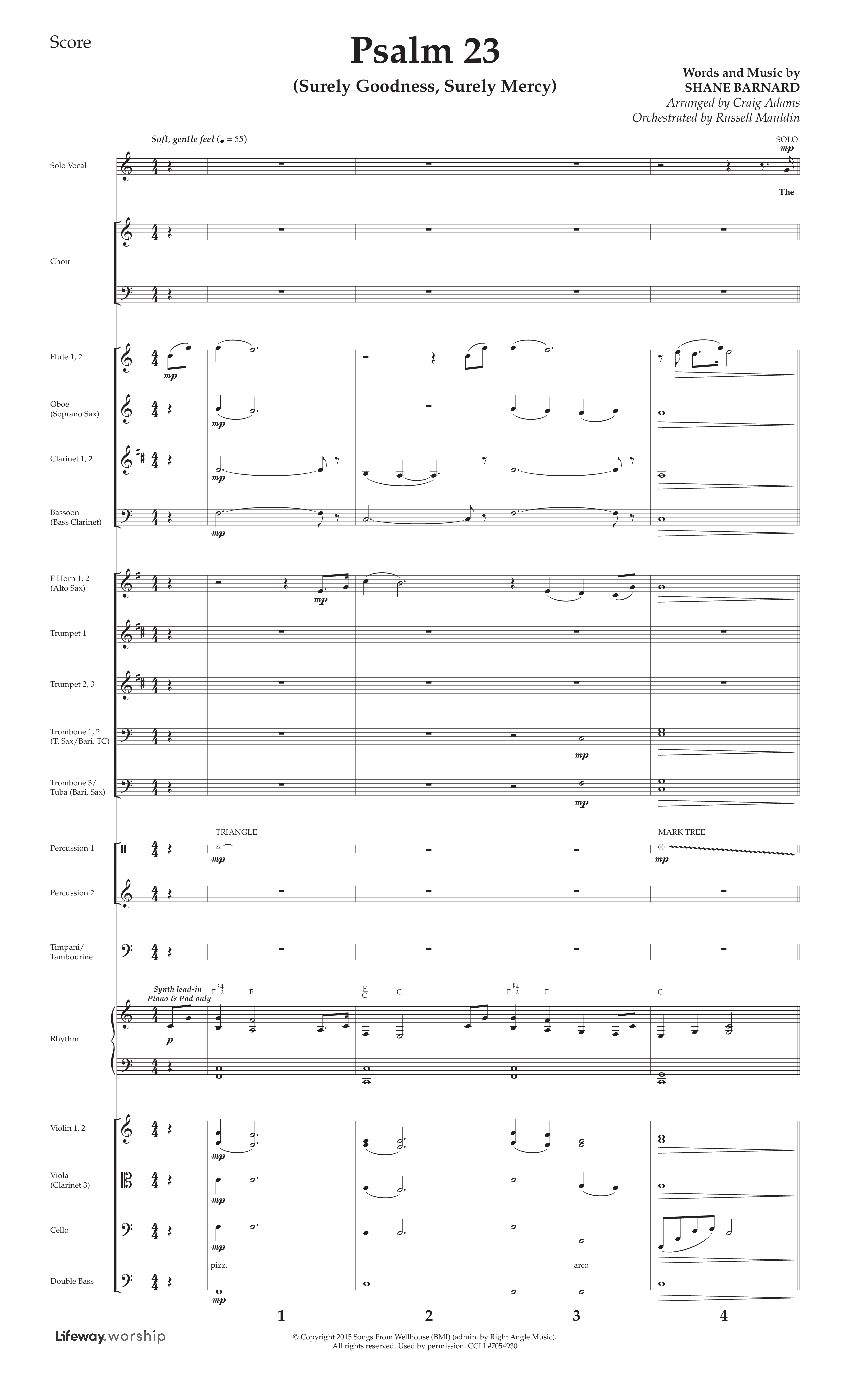 Psalm 23 (Surely Goodness) (Choral Anthem SATB) Conductor's Score (Lifeway Choral / Arr. Craig Adams / Orch. Russell Mauldin)