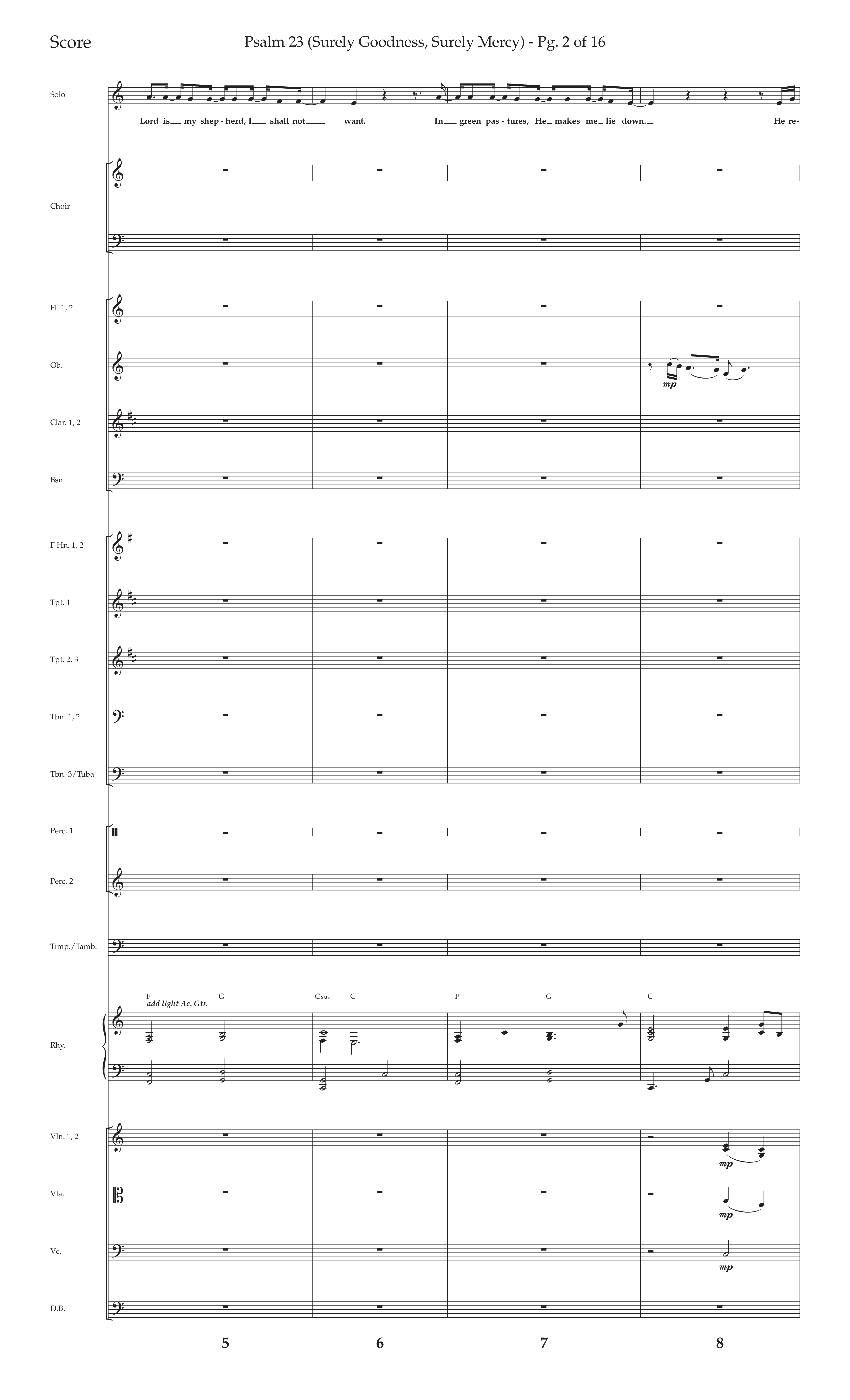 Psalm 23 (Surely Goodness) (Choral Anthem SATB) Conductor's Score (Lifeway Choral / Arr. Craig Adams / Orch. Russell Mauldin)
