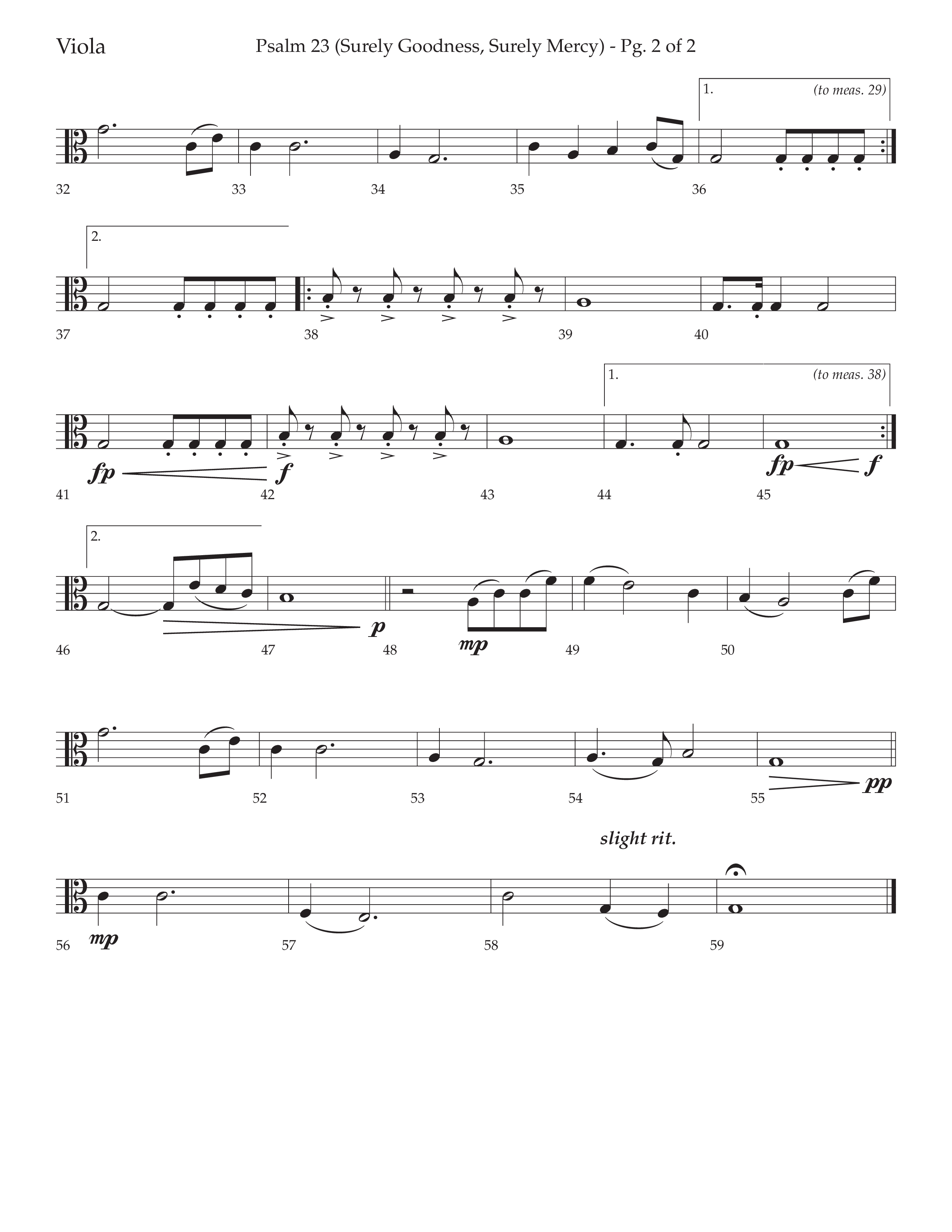 Psalm 23 (Surely Goodness) (Choral Anthem SATB) Viola (Lifeway Choral / Arr. Craig Adams / Orch. Russell Mauldin)