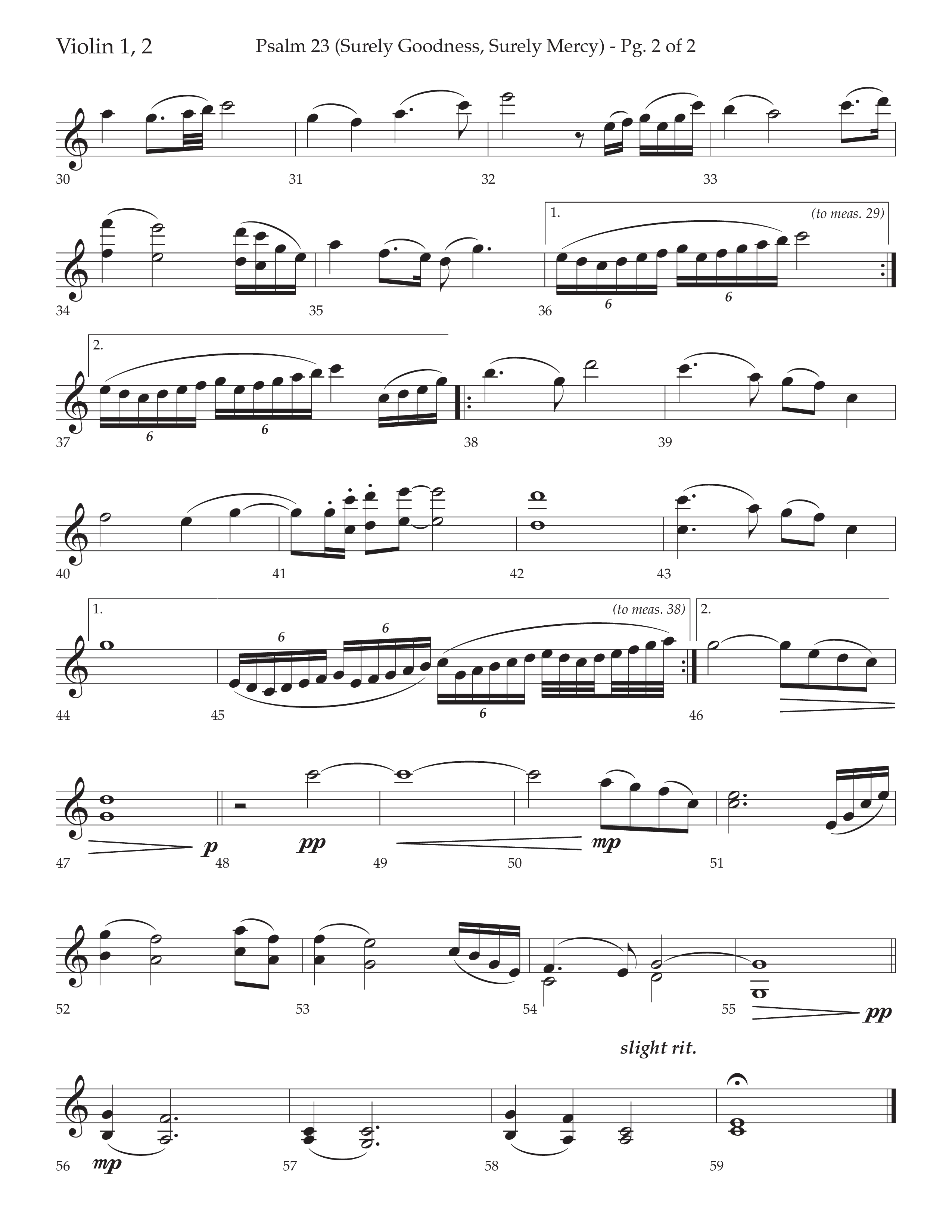 Psalm 23 (Surely Goodness) (Choral Anthem SATB) Violin 1/2 (Lifeway Choral / Arr. Craig Adams / Orch. Russell Mauldin)