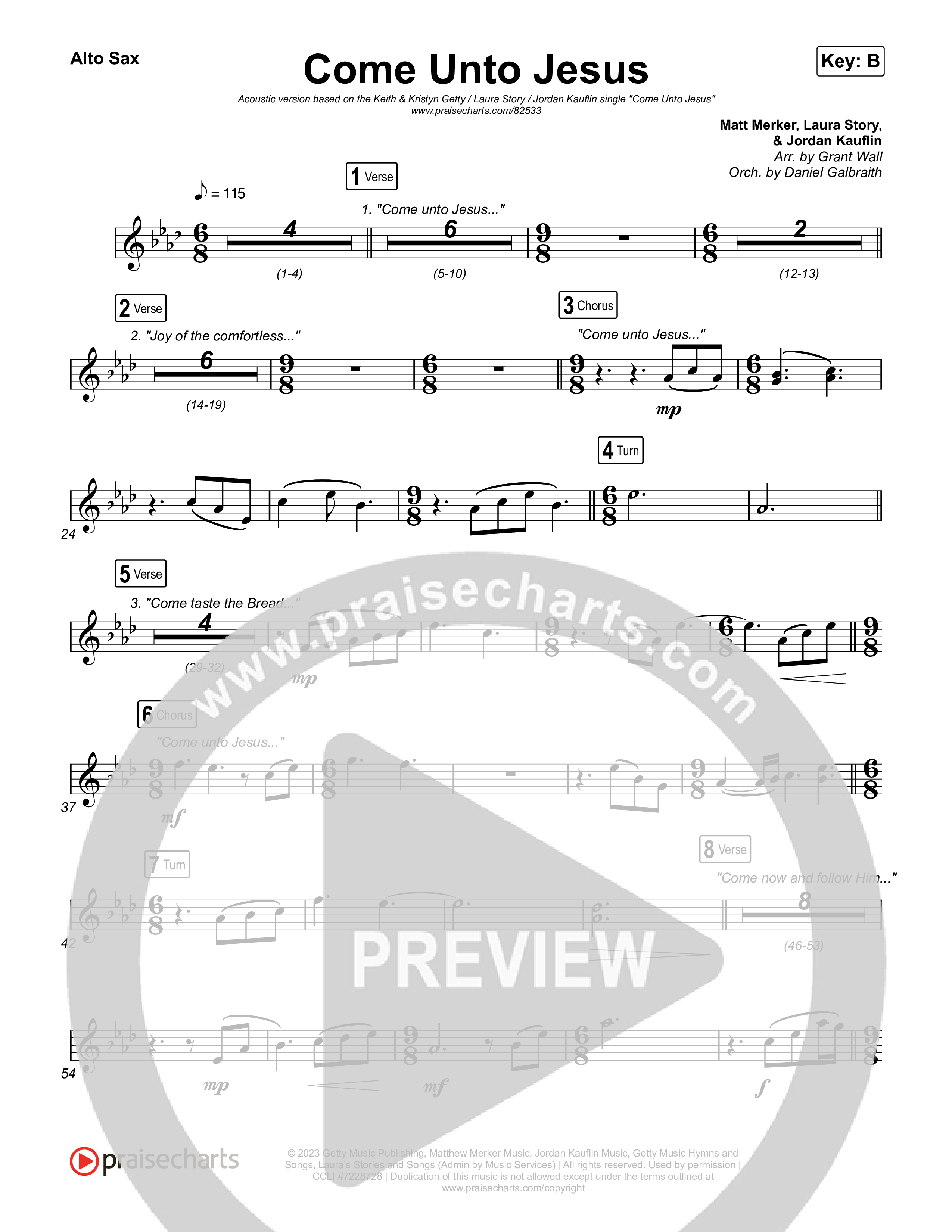 Come Unto Jesus (Acoustic) Alto Sax (Keith & Kristyn Getty / Laura Story / Jordan Kauflin)