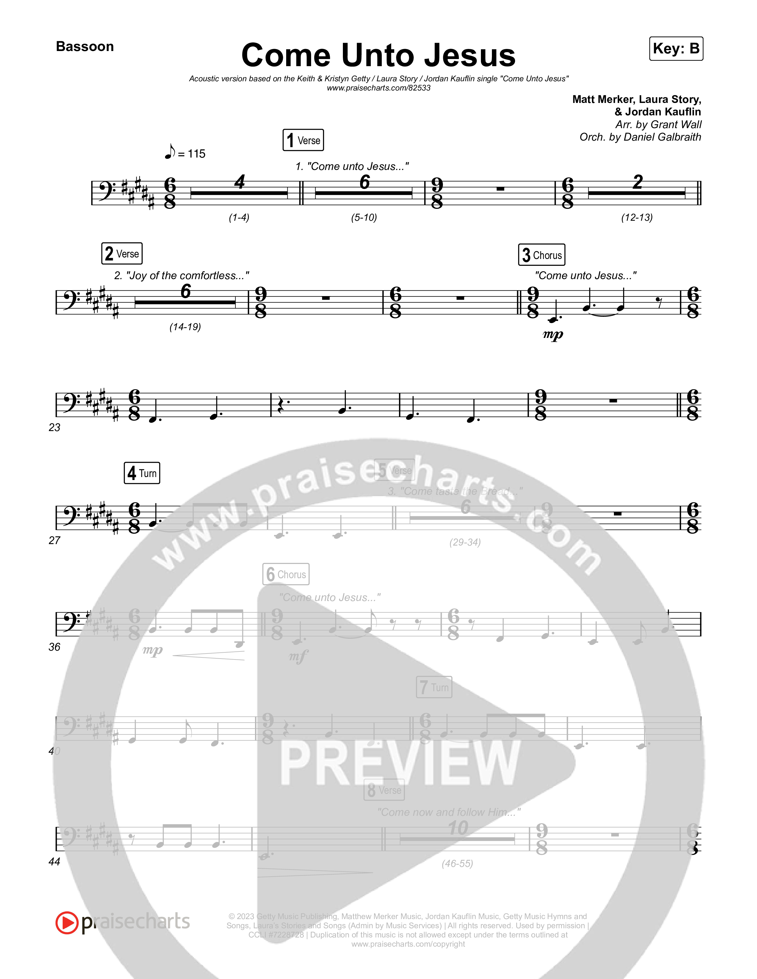 Come Unto Jesus (Acoustic) Bassoon (Keith & Kristyn Getty / Laura Story / Jordan Kauflin)