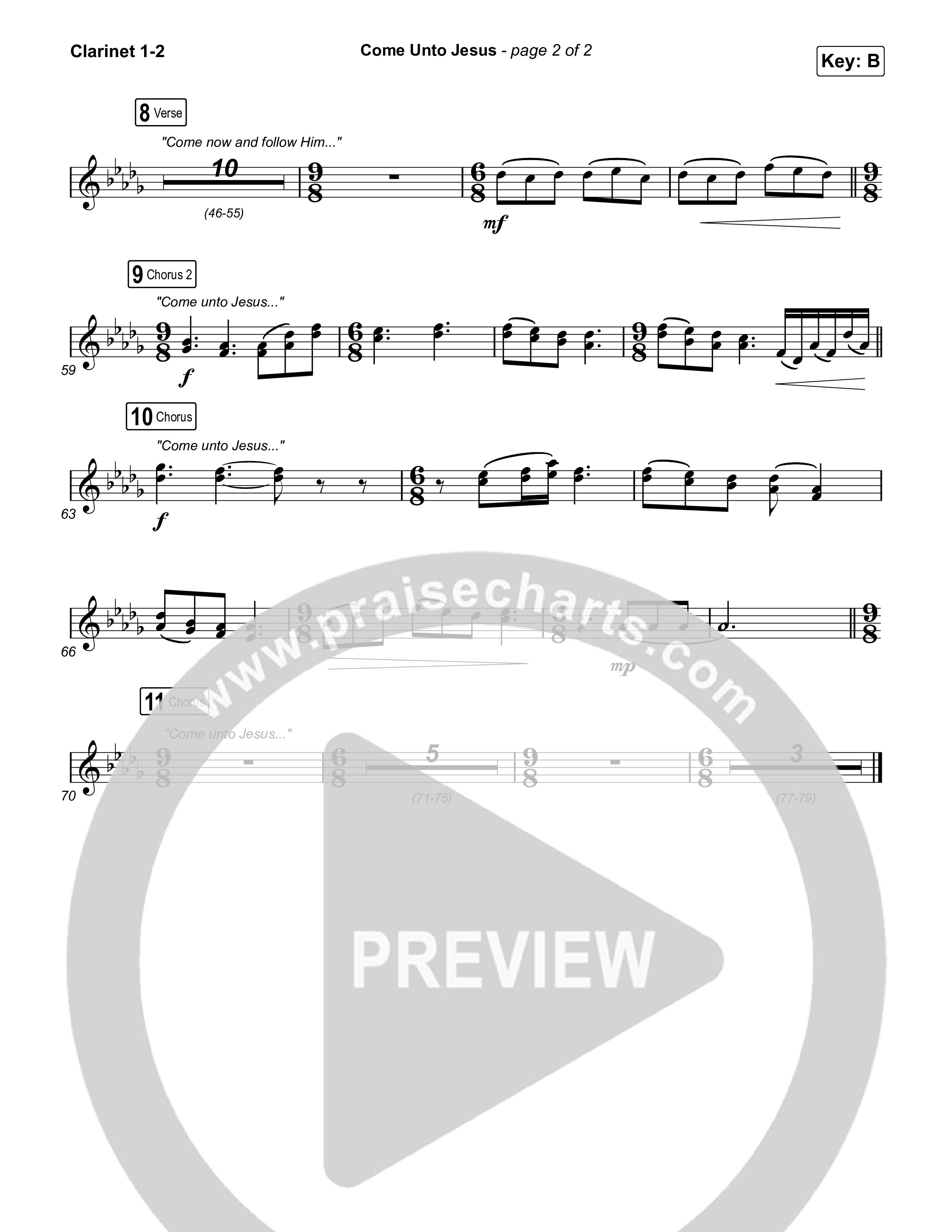 Come Unto Jesus (Acoustic) Clarinet 1,2 (Keith & Kristyn Getty / Laura Story / Jordan Kauflin)