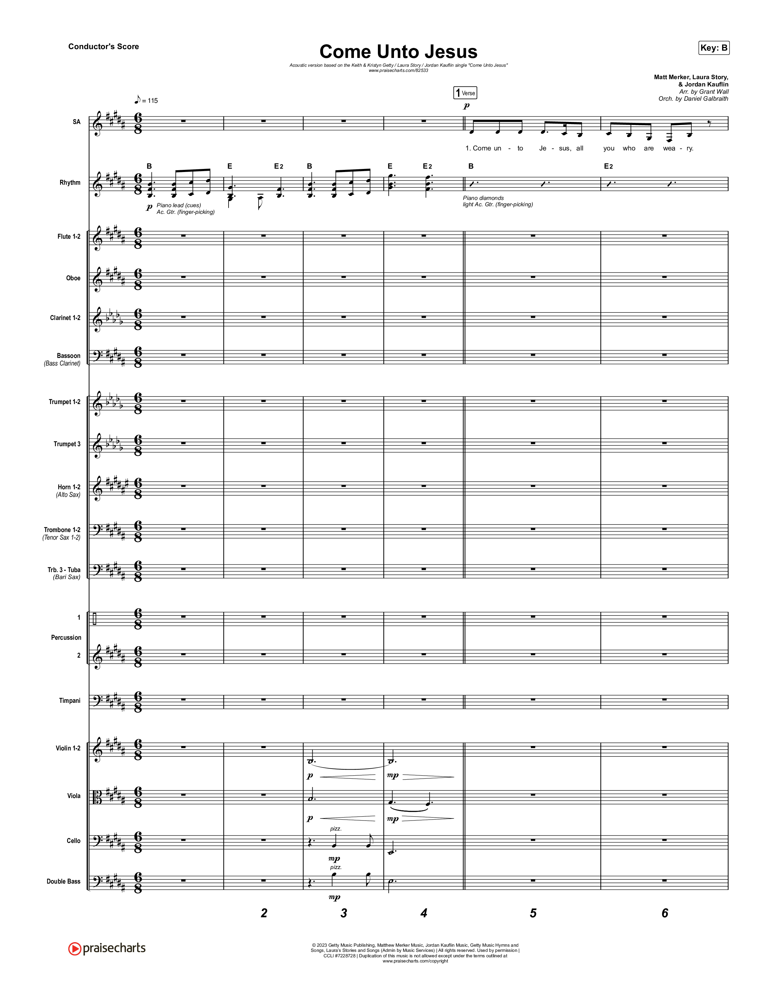 Come Unto Jesus (Acoustic) Conductor's Score (Keith & Kristyn Getty / Laura Story / Jordan Kauflin)