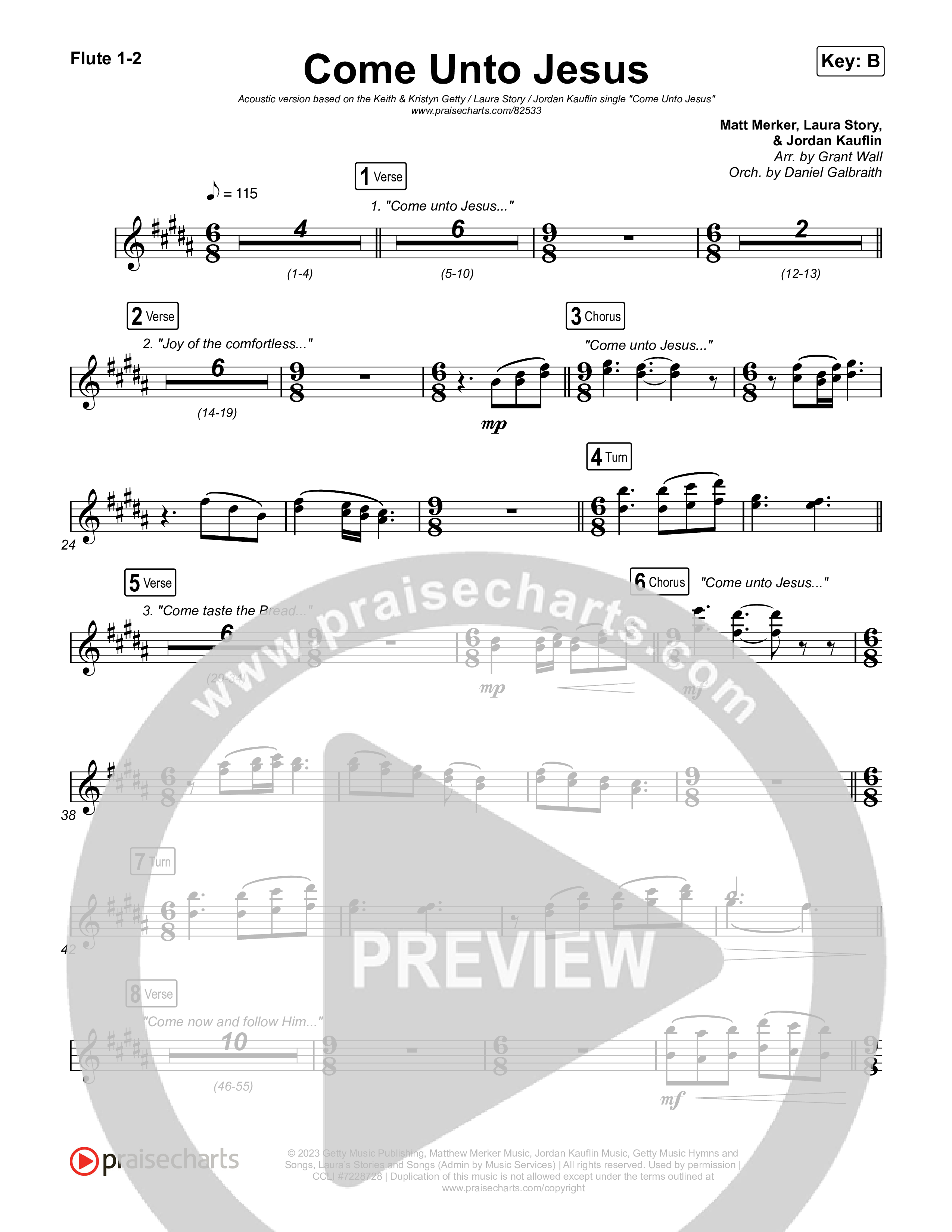 Come Unto Jesus (Acoustic) Flute 1,2 (Keith & Kristyn Getty / Laura Story / Jordan Kauflin)