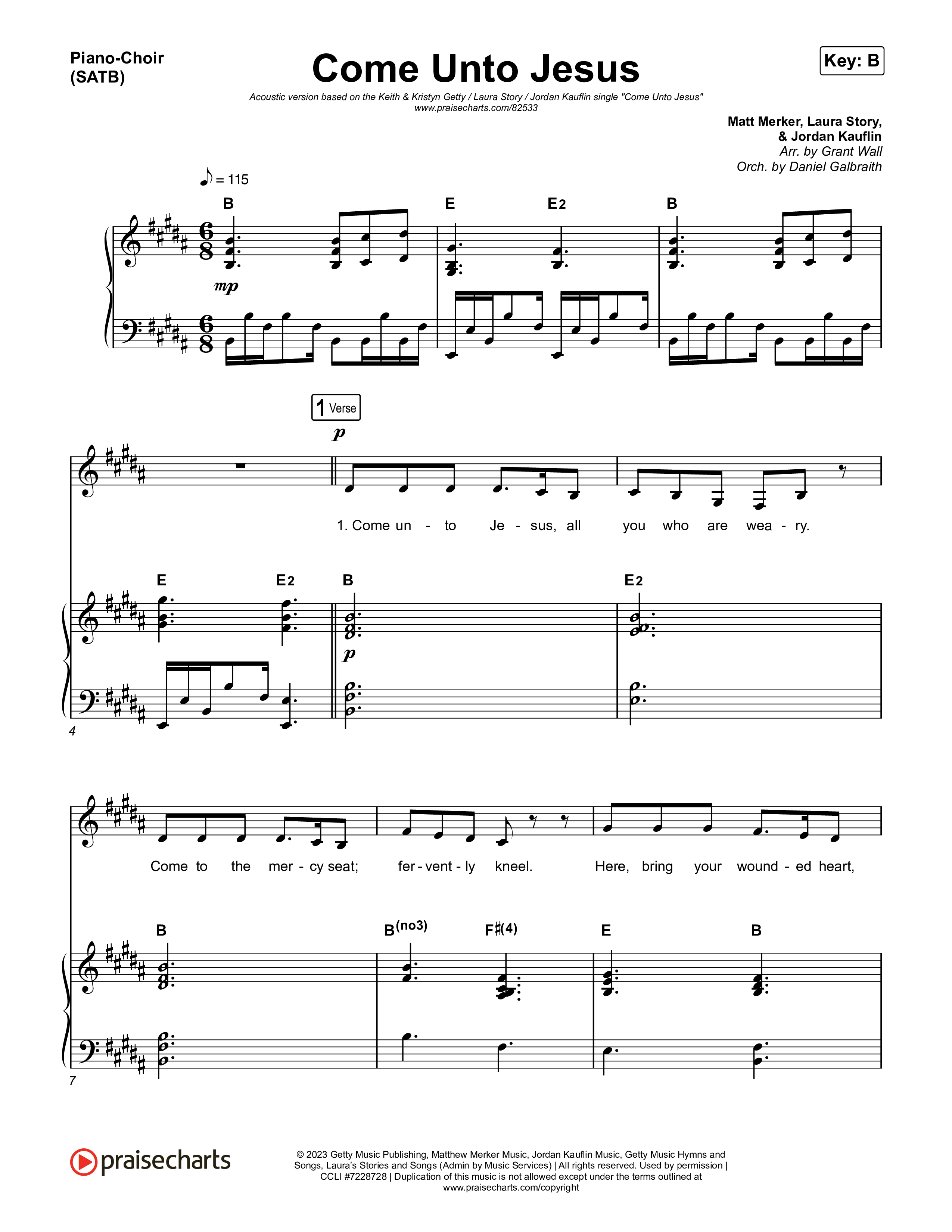 Come Unto Jesus Acoustic Sheet Music Pdf Keith And Kristyn Getty