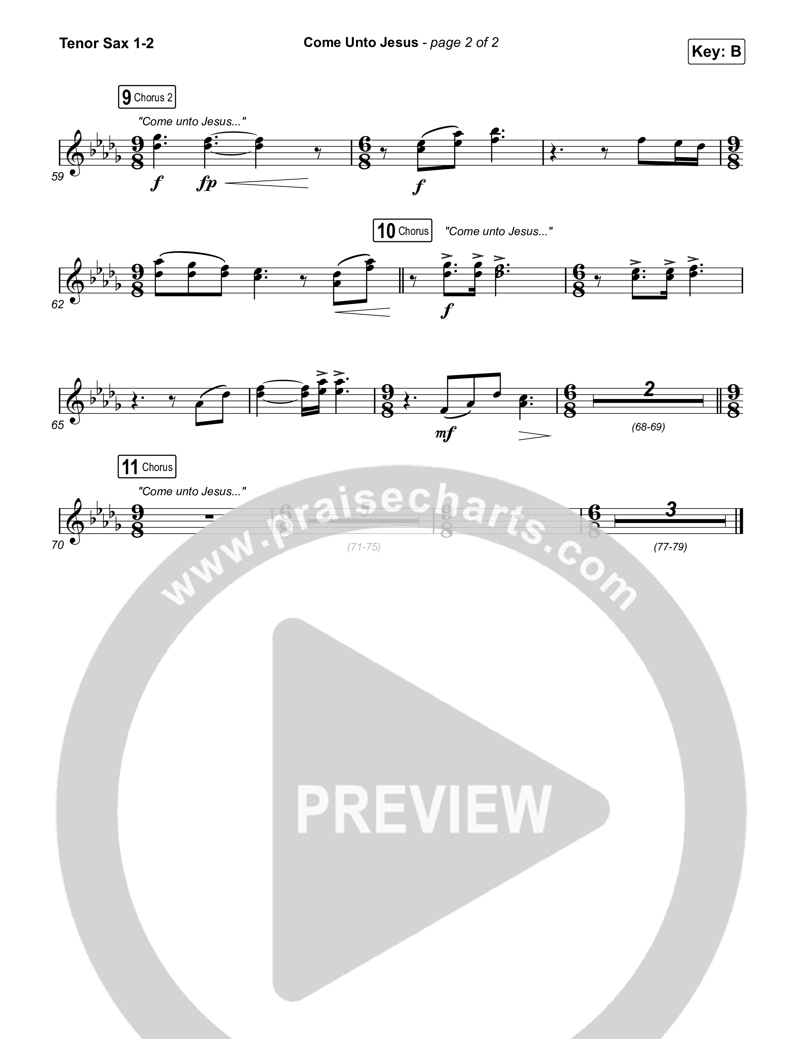 Come Unto Jesus (Acoustic) Tenor Sax 1,2 (Keith & Kristyn Getty / Laura Story / Jordan Kauflin)