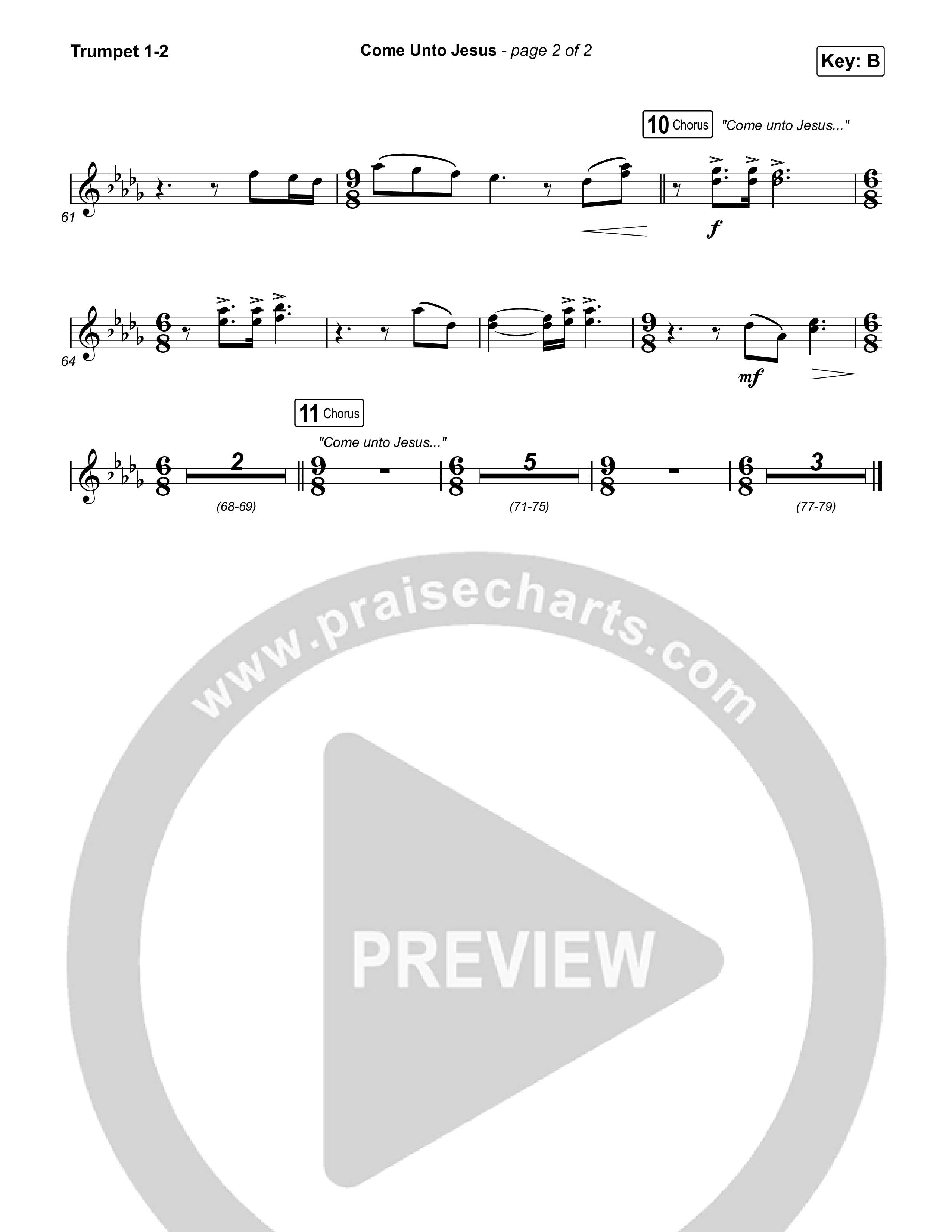 Come Unto Jesus (Acoustic) Trumpet 1,2 (Keith & Kristyn Getty / Laura Story / Jordan Kauflin)