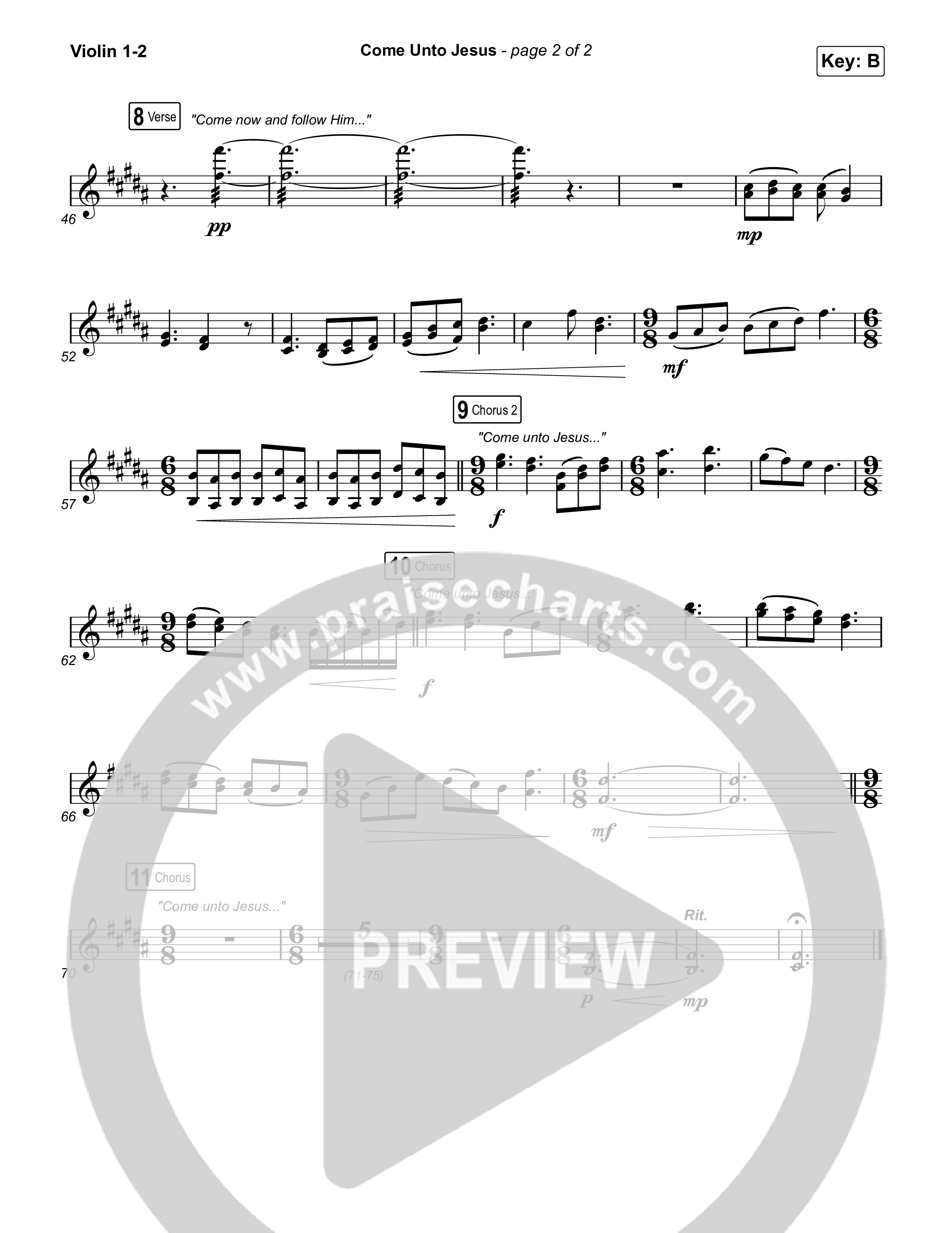 Come Unto Jesus (Acoustic) Violin 1,2 (Keith & Kristyn Getty / Laura Story / Jordan Kauflin)