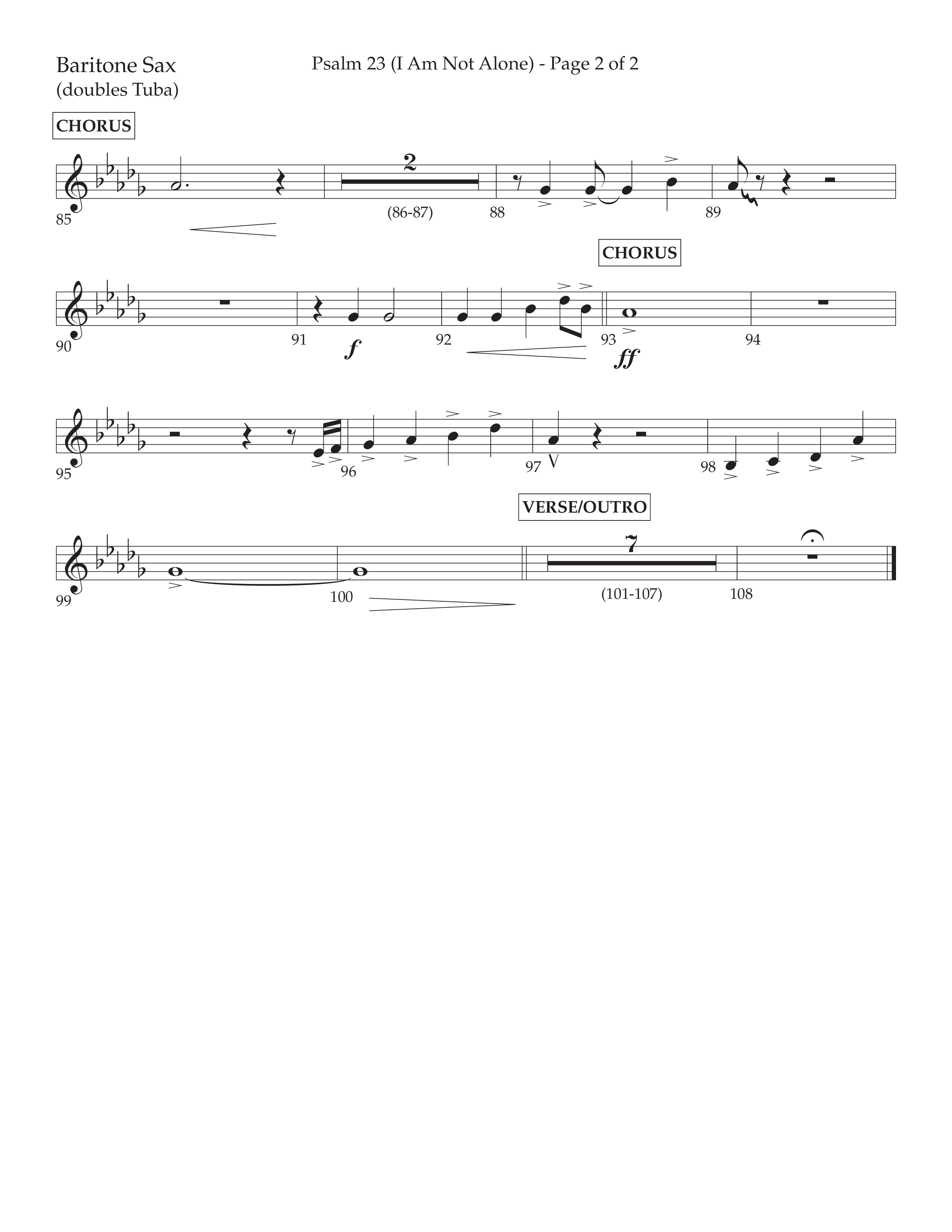 Psalm 23 (I Am Not Alone) (Choral Anthem SATB) Bari Sax (Lifeway Choral / Arr. Cliff Duren)