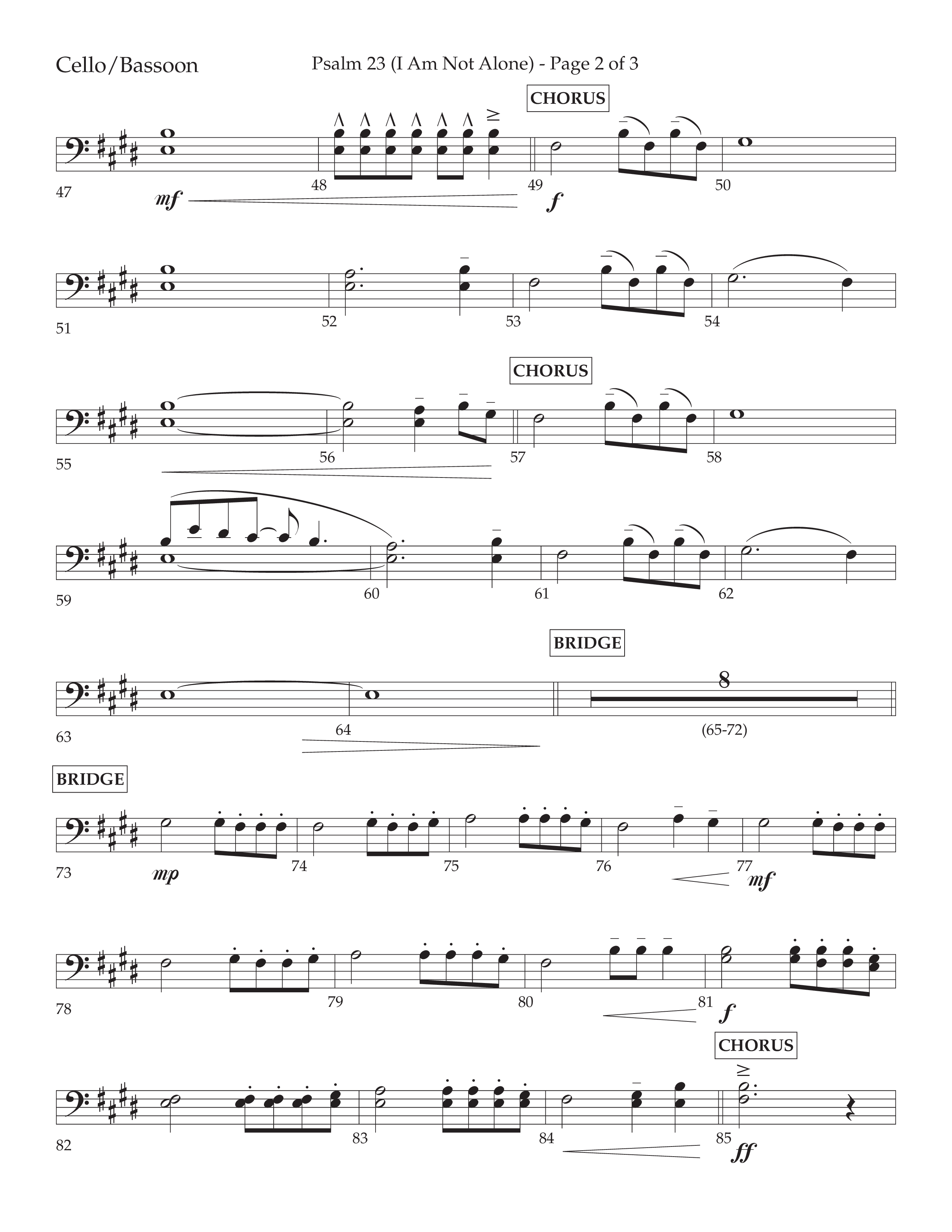 Psalm 23 (I Am Not Alone) (Choral Anthem SATB) Cello (Lifeway Choral / Arr. Cliff Duren)