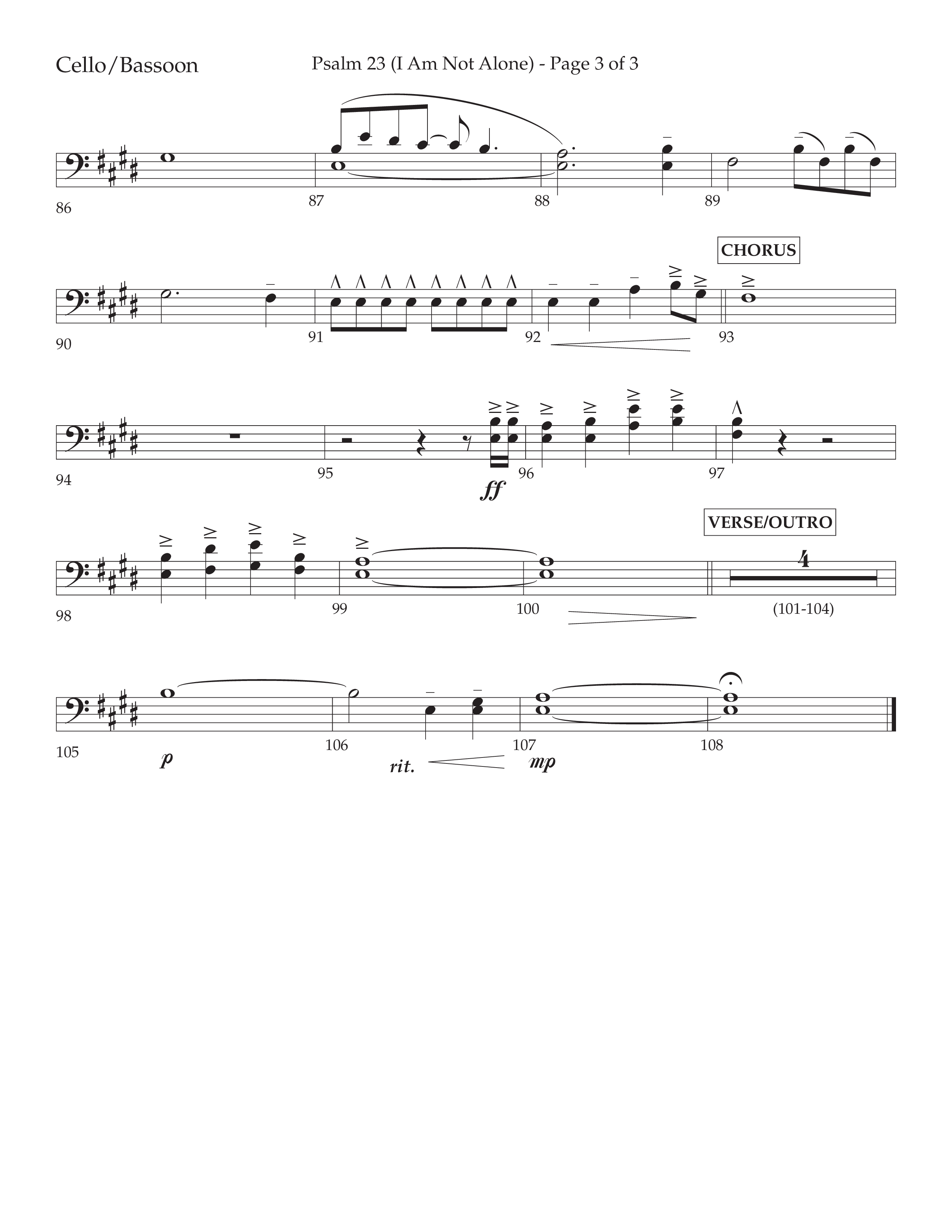 Psalm 23 (I Am Not Alone) (Choral Anthem SATB) Cello (Lifeway Choral / Arr. Cliff Duren)