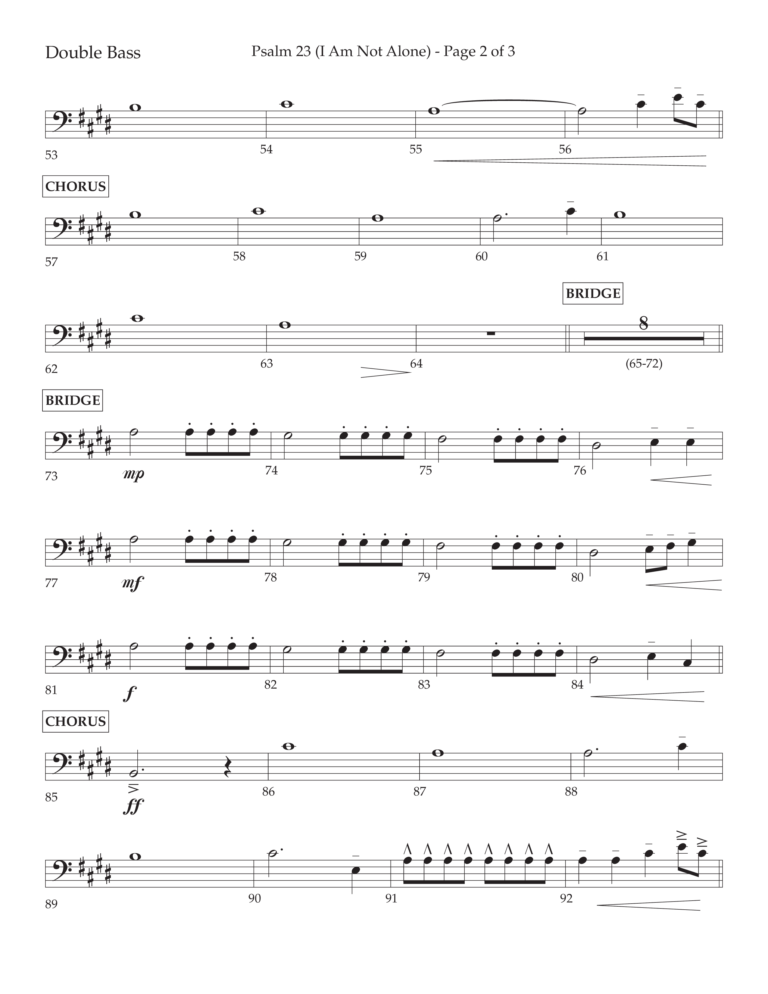 Psalm 23 (I Am Not Alone) (Choral Anthem SATB) Double Bass (Lifeway Choral / Arr. Cliff Duren)
