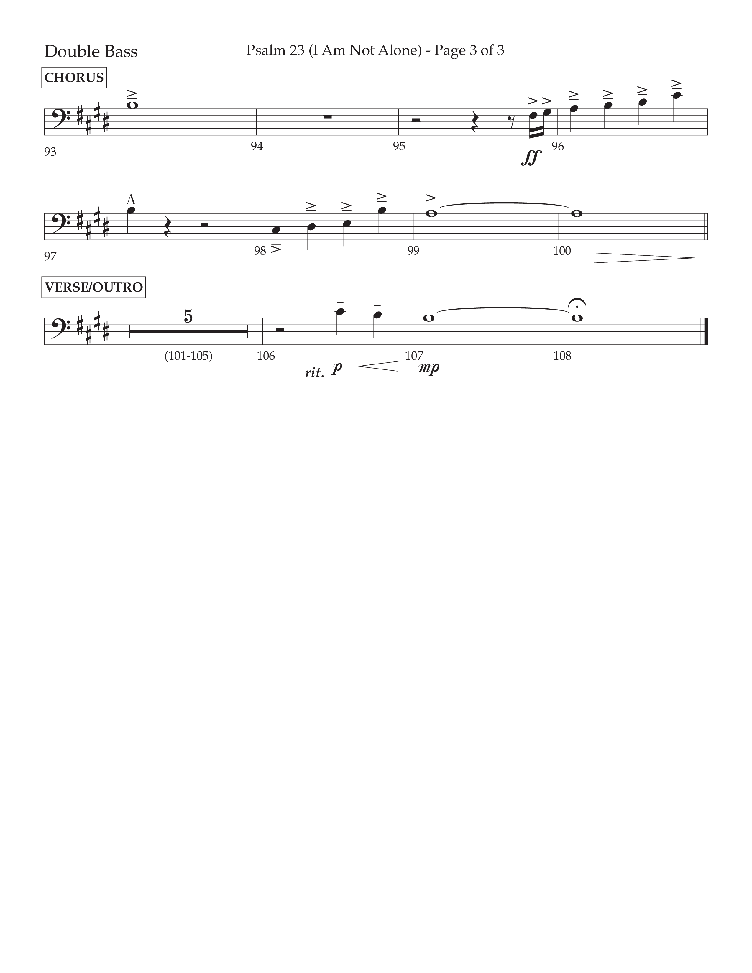 Psalm 23 (I Am Not Alone) (Choral Anthem SATB) Double Bass (Lifeway Choral / Arr. Cliff Duren)