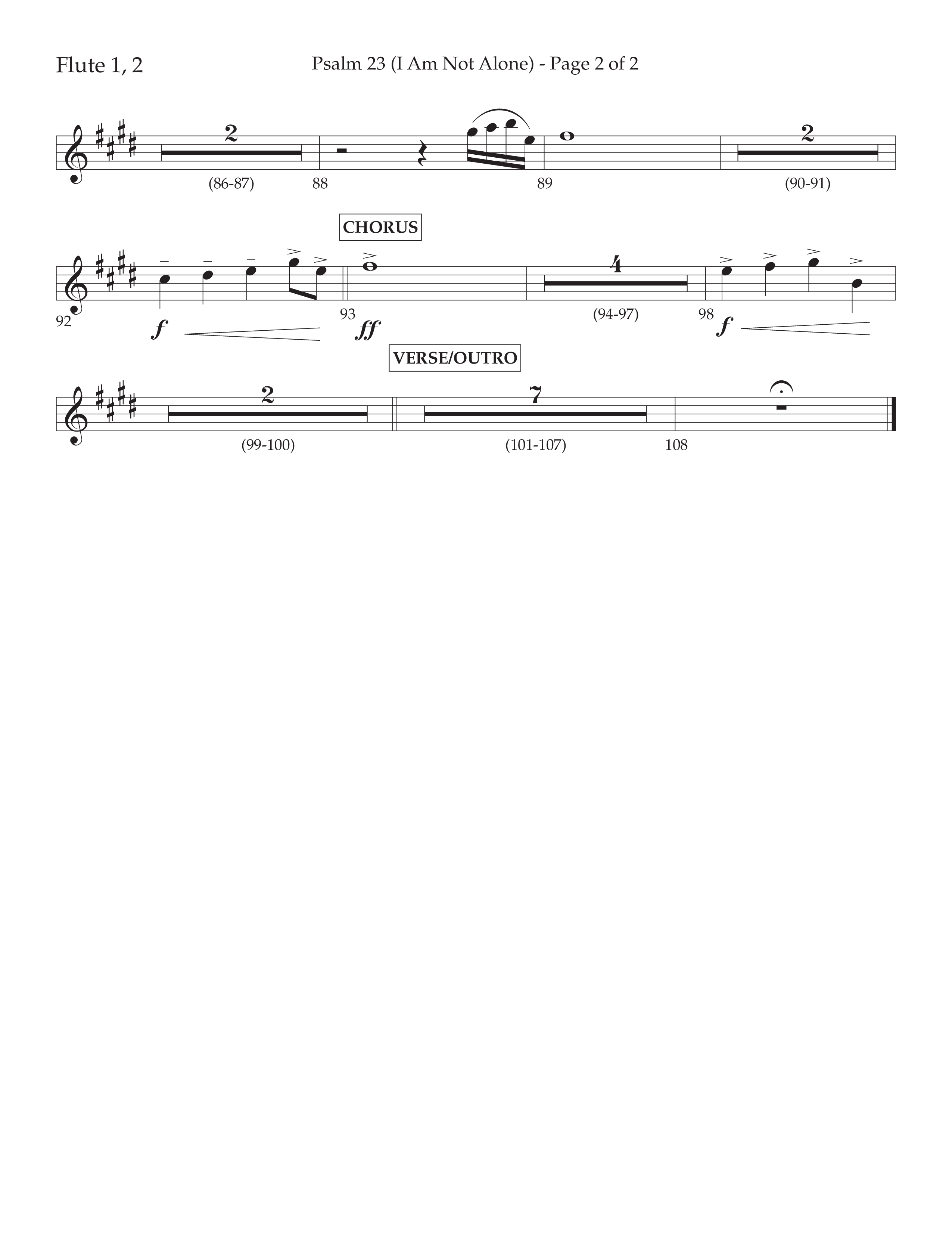 Psalm 23 (I Am Not Alone) (Choral Anthem SATB) Flute 1/2 (Lifeway Choral / Arr. Cliff Duren)