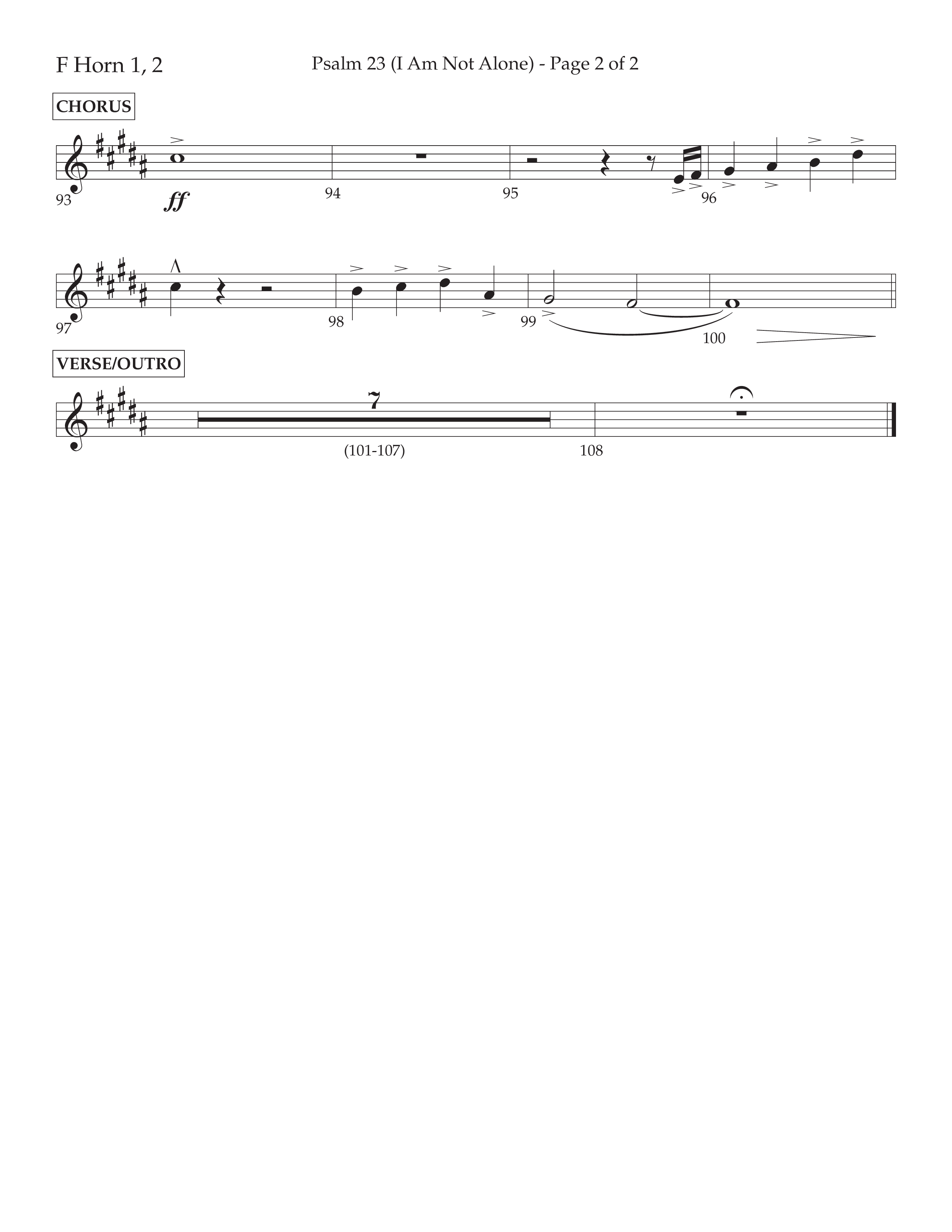 Psalm 23 (I Am Not Alone) (Choral Anthem SATB) French Horn 1/2 (Lifeway Choral / Arr. Cliff Duren)