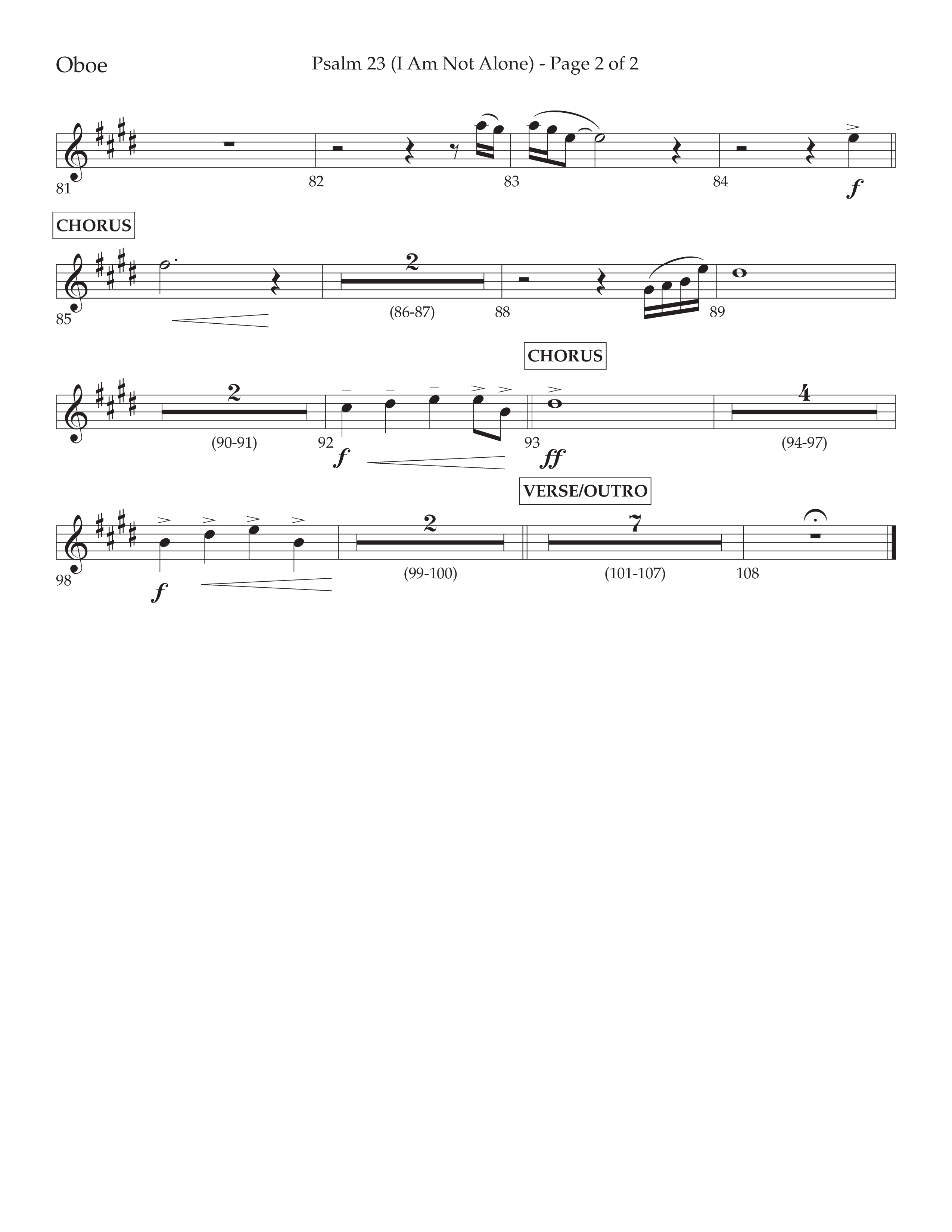 Psalm 23 (I Am Not Alone) (Choral Anthem SATB) Oboe (Lifeway Choral / Arr. Cliff Duren)