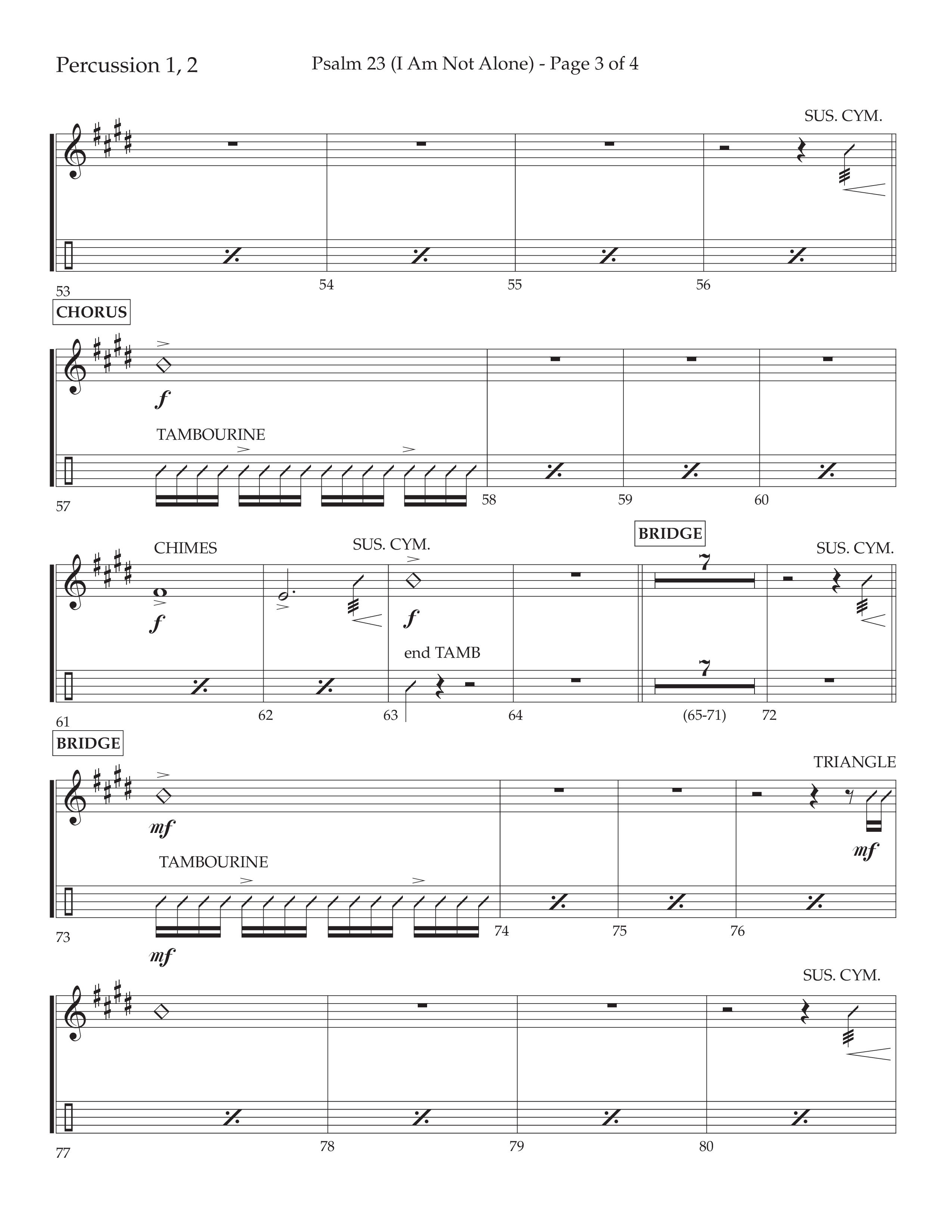 Psalm 23 (I Am Not Alone) (Choral Anthem SATB) Percussion 1/2 (Lifeway Choral / Arr. Cliff Duren)