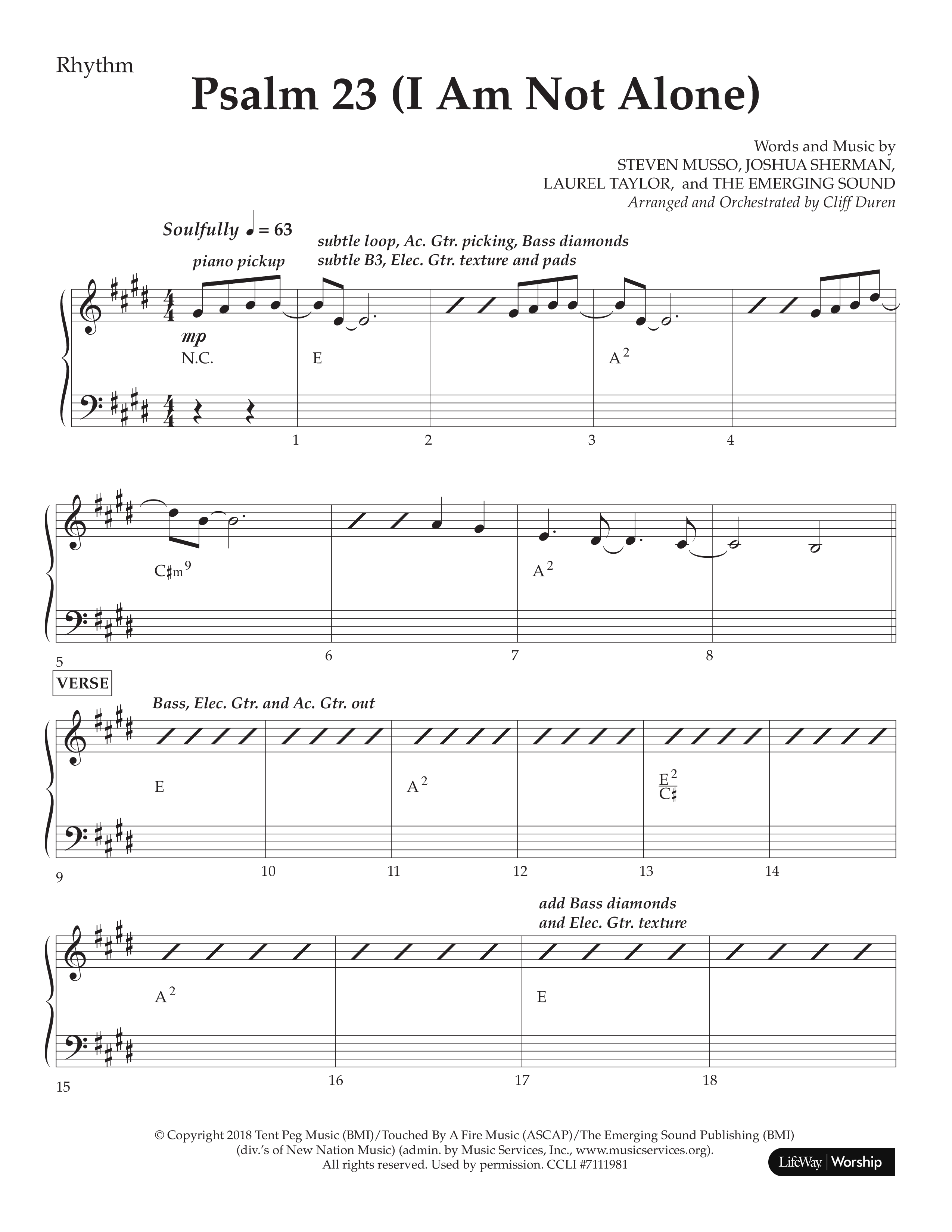 Psalm 23 (I Am Not Alone) (Choral Anthem SATB) Lead Melody & Rhythm (Lifeway Choral / Arr. Cliff Duren)