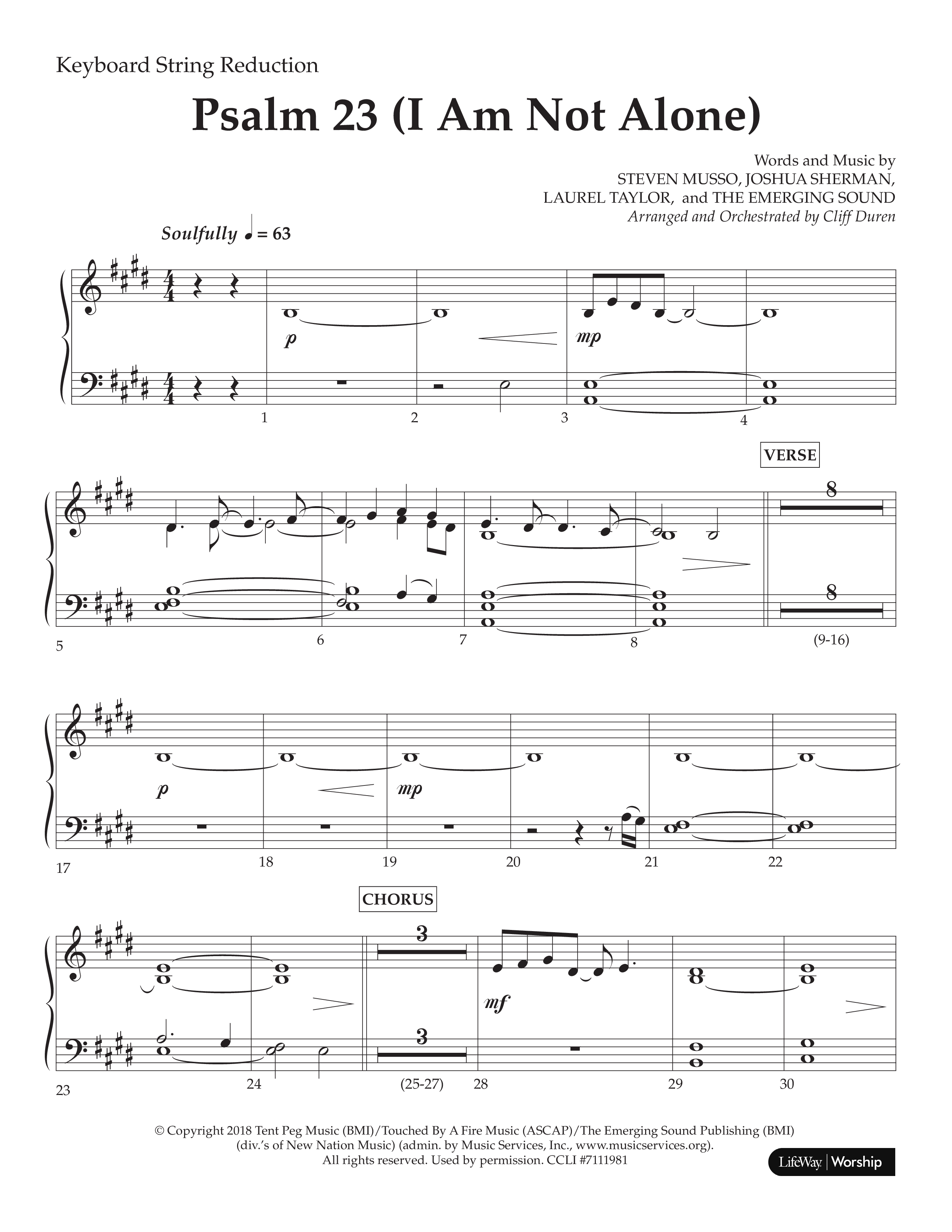 Psalm 23 (I Am Not Alone) (Choral Anthem SATB) String Reduction (Lifeway Choral / Arr. Cliff Duren)
