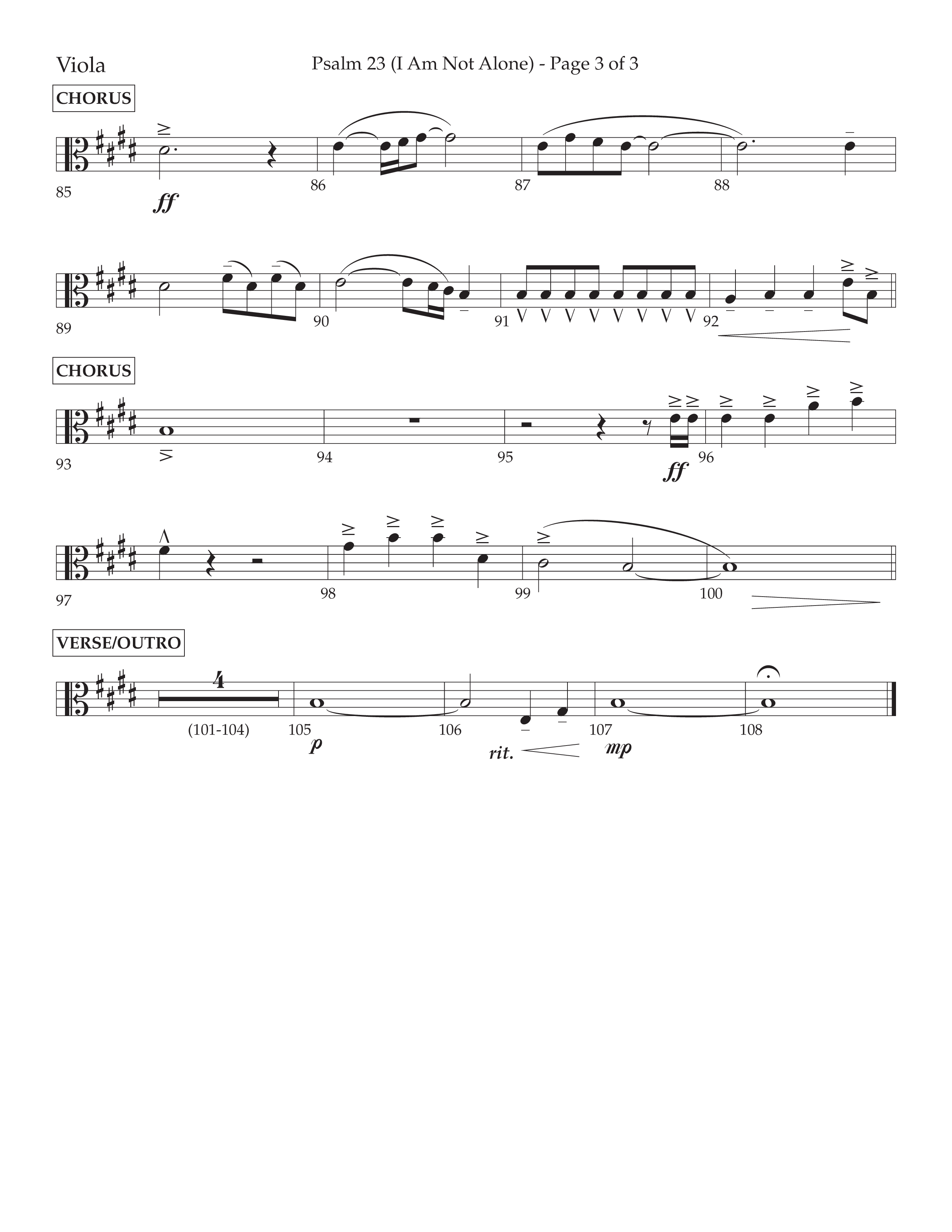 Psalm 23 (I Am Not Alone) (Choral Anthem SATB) Viola (Lifeway Choral / Arr. Cliff Duren)