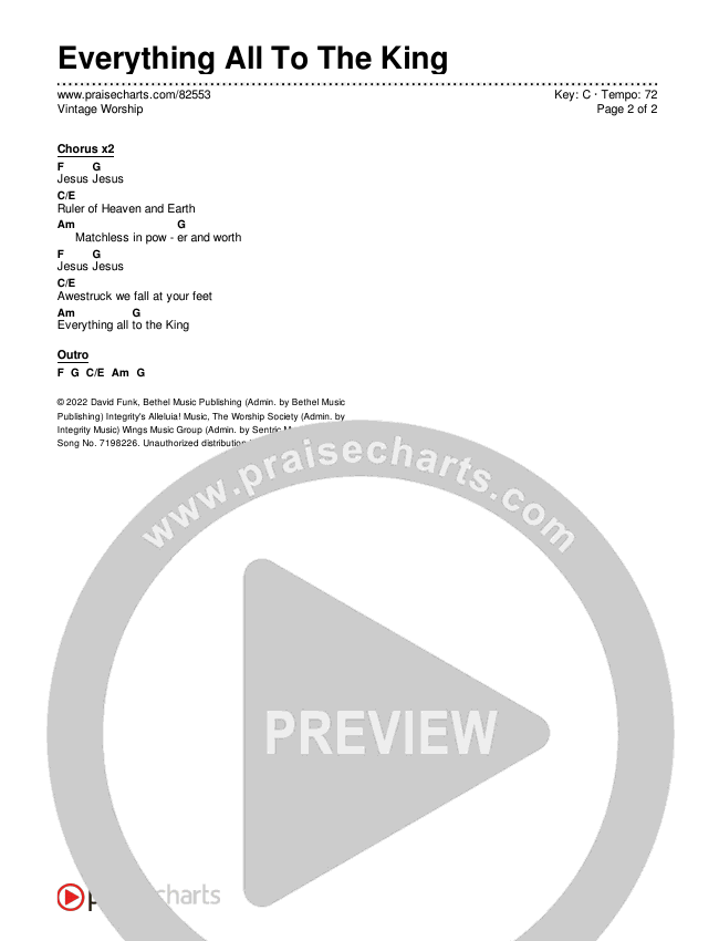 Everything All To The King Chord Chart (Vintage Worship)