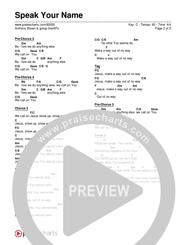 Speak Your Name Chords & Lyrics (Anthony Brown & group therAPy)
