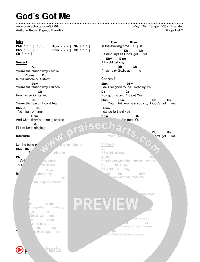 God's Got Me Chords & Lyrics (Anthony Brown & group therAPy)
