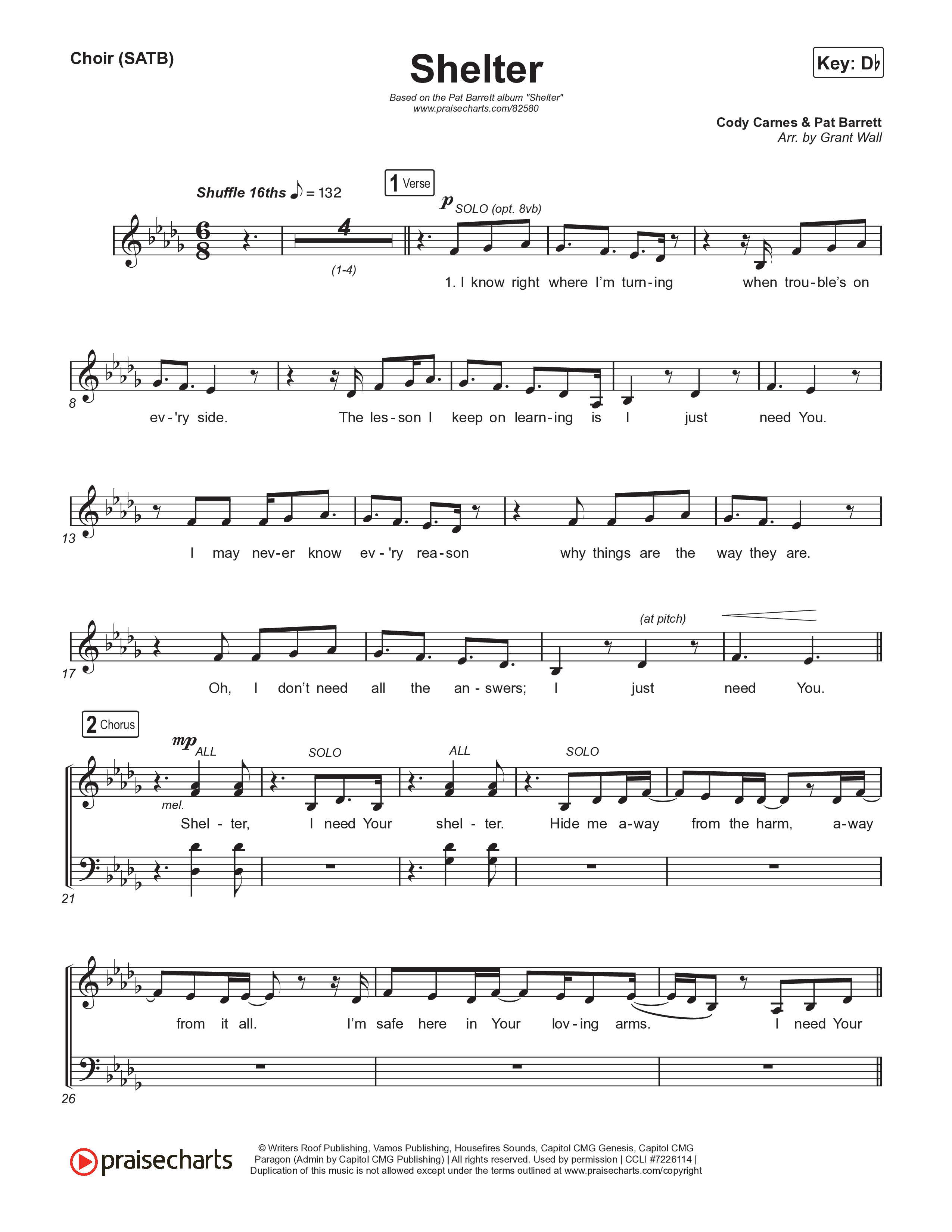 Shelter Choir Sheet (SATB) (Pat Barrett)
