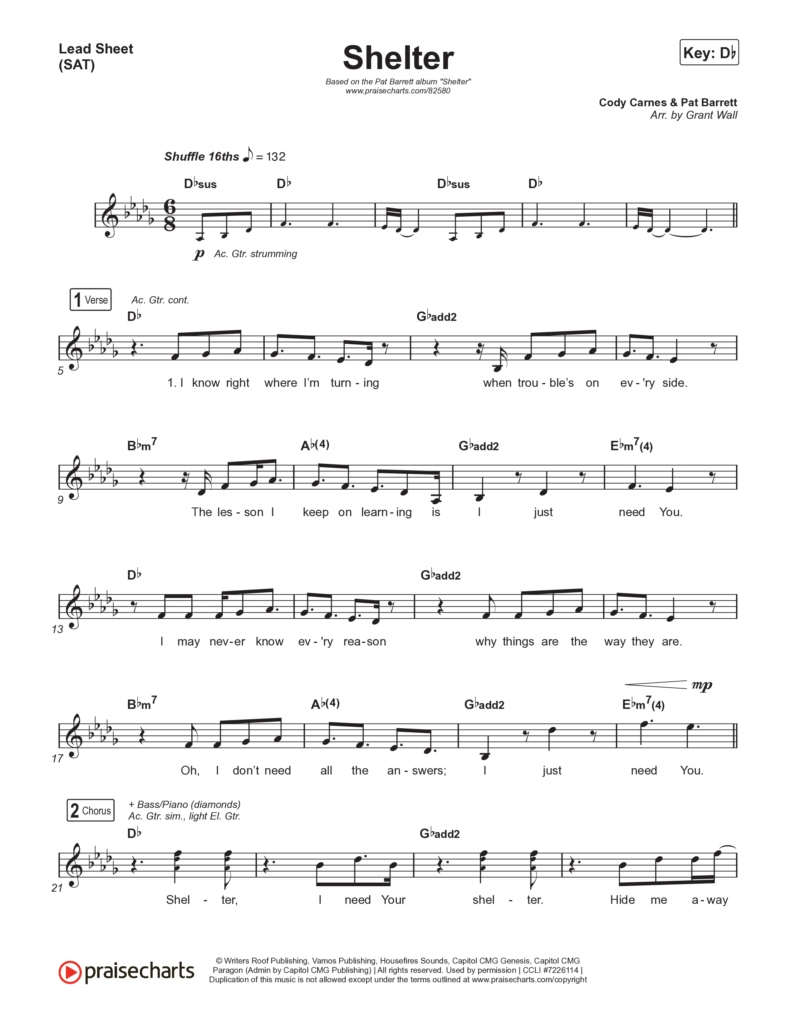 Shelter Lead Sheet (SAT) (Pat Barrett)