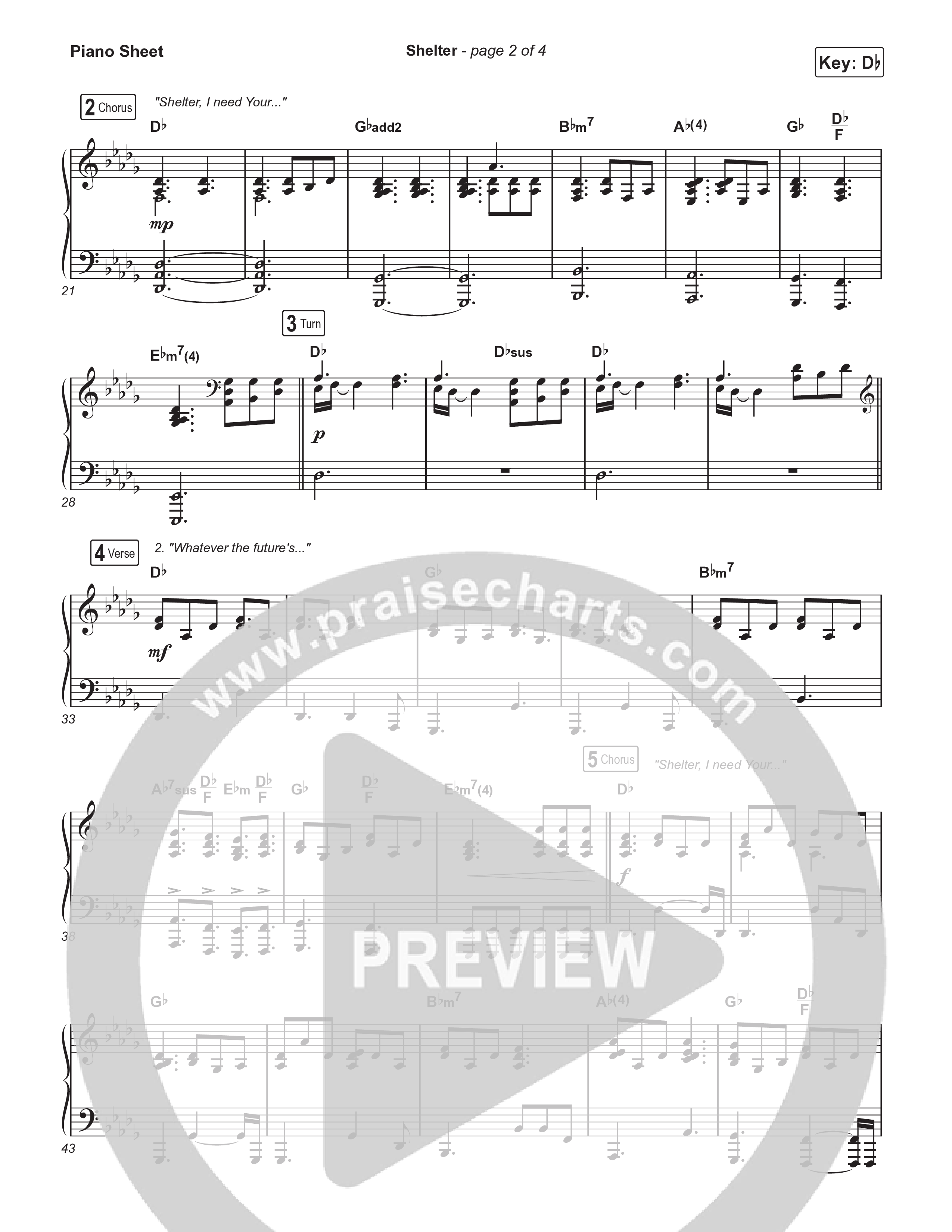 Shelter Piano Sheet (Pat Barrett)