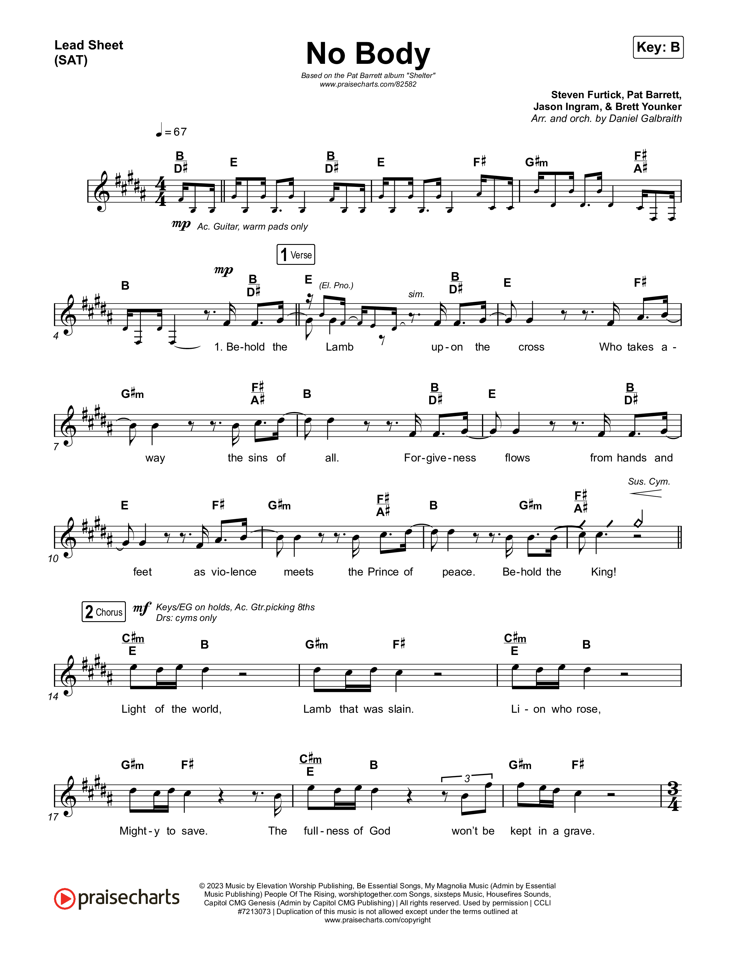 No Body Lead Sheet (SAT) (Pat Barrett)