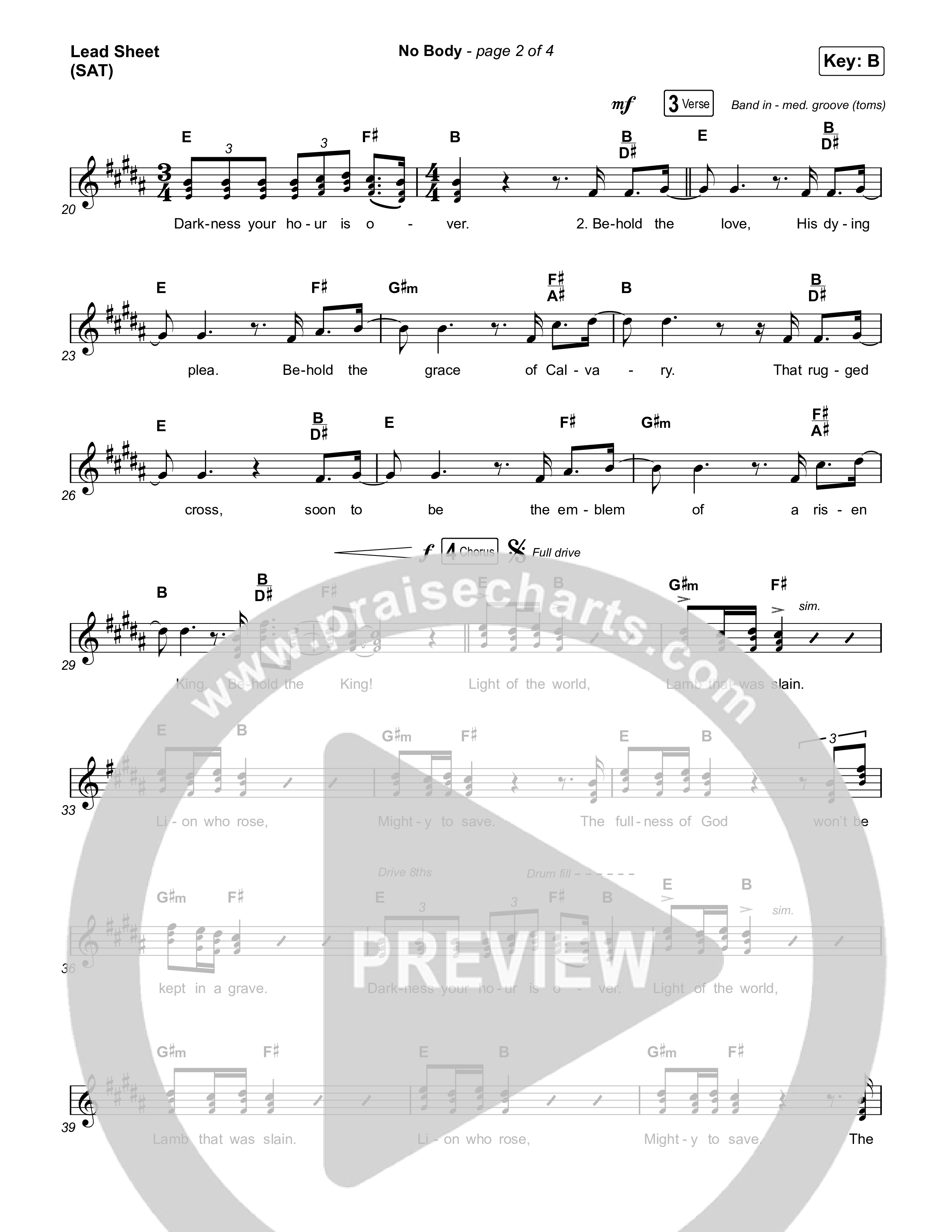 No Body Lead Sheet (SAT) (Pat Barrett)