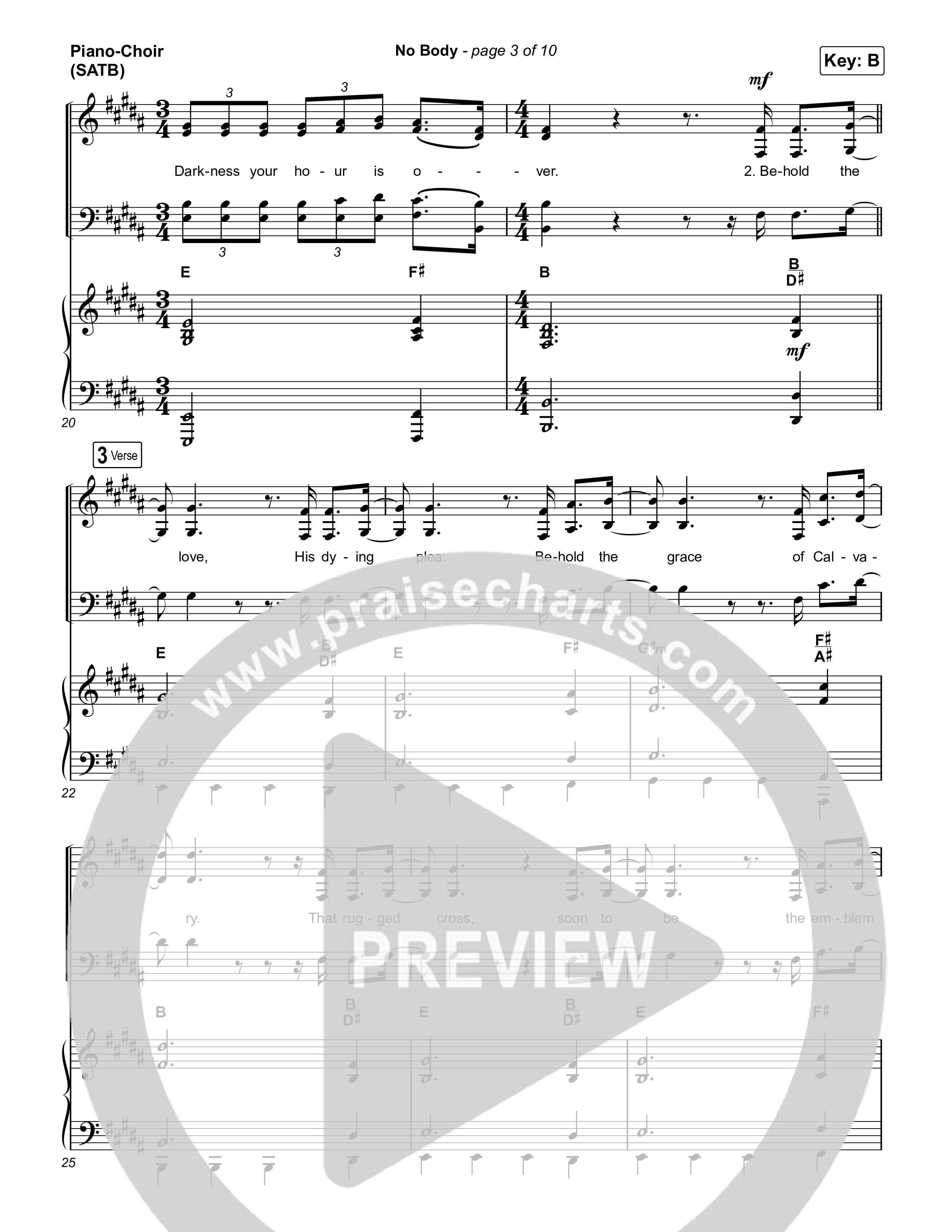 No Body Piano/Vocal (SATB) (Pat Barrett)