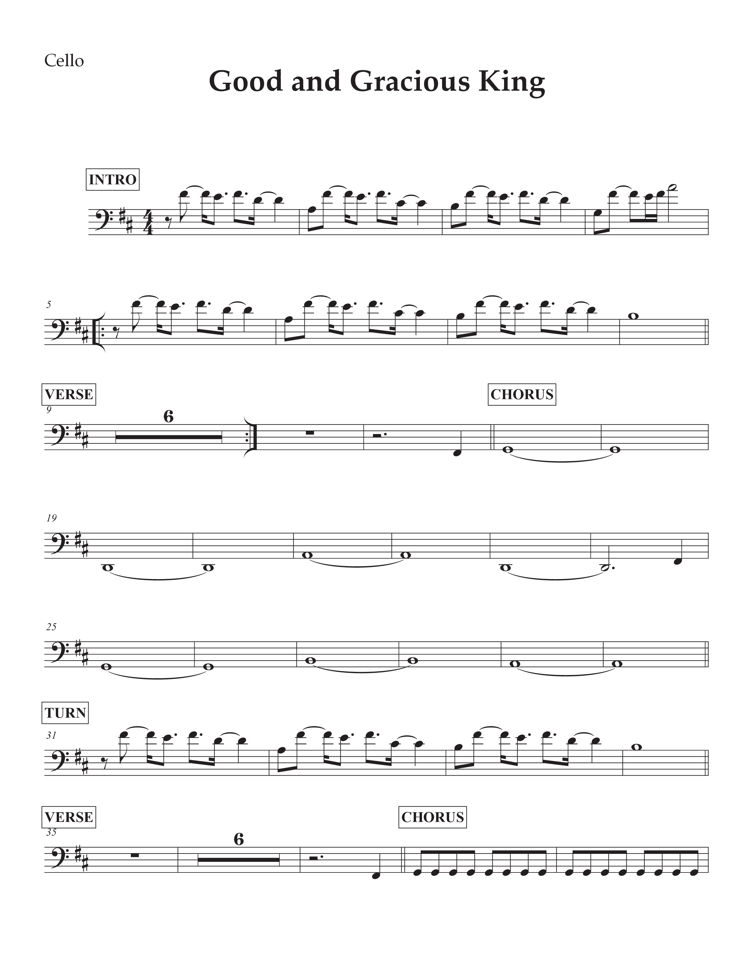 Good And Gracious King Cello (Redemption Worship)