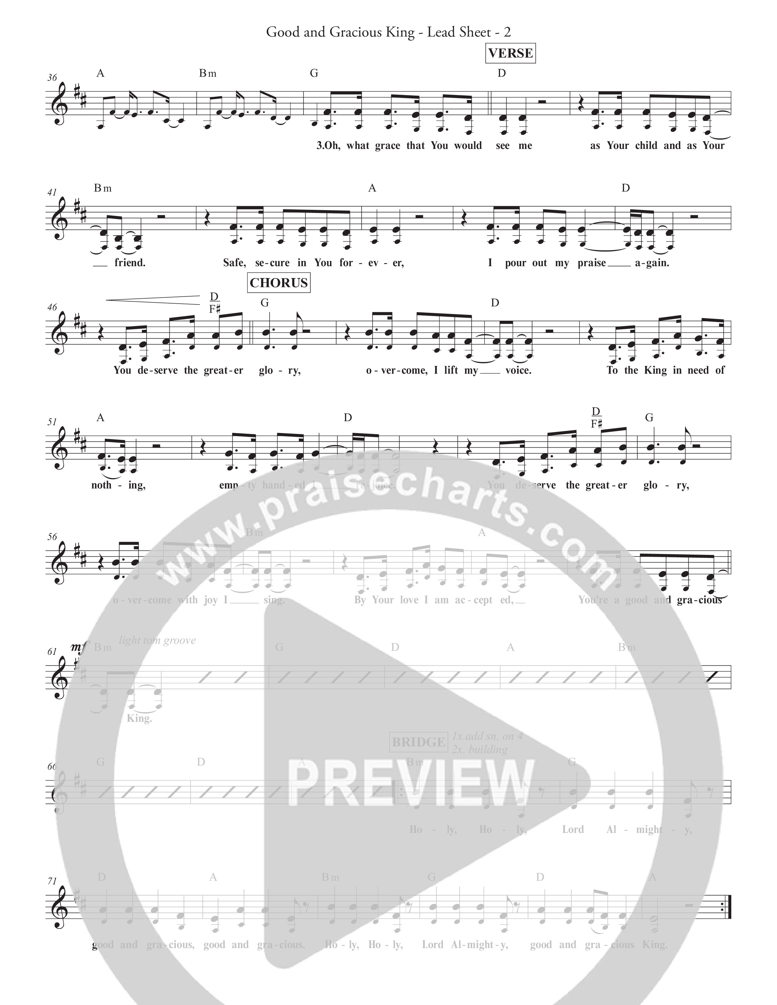 Good And Gracious King Lead Sheet (SAT) (Redemption Worship)
