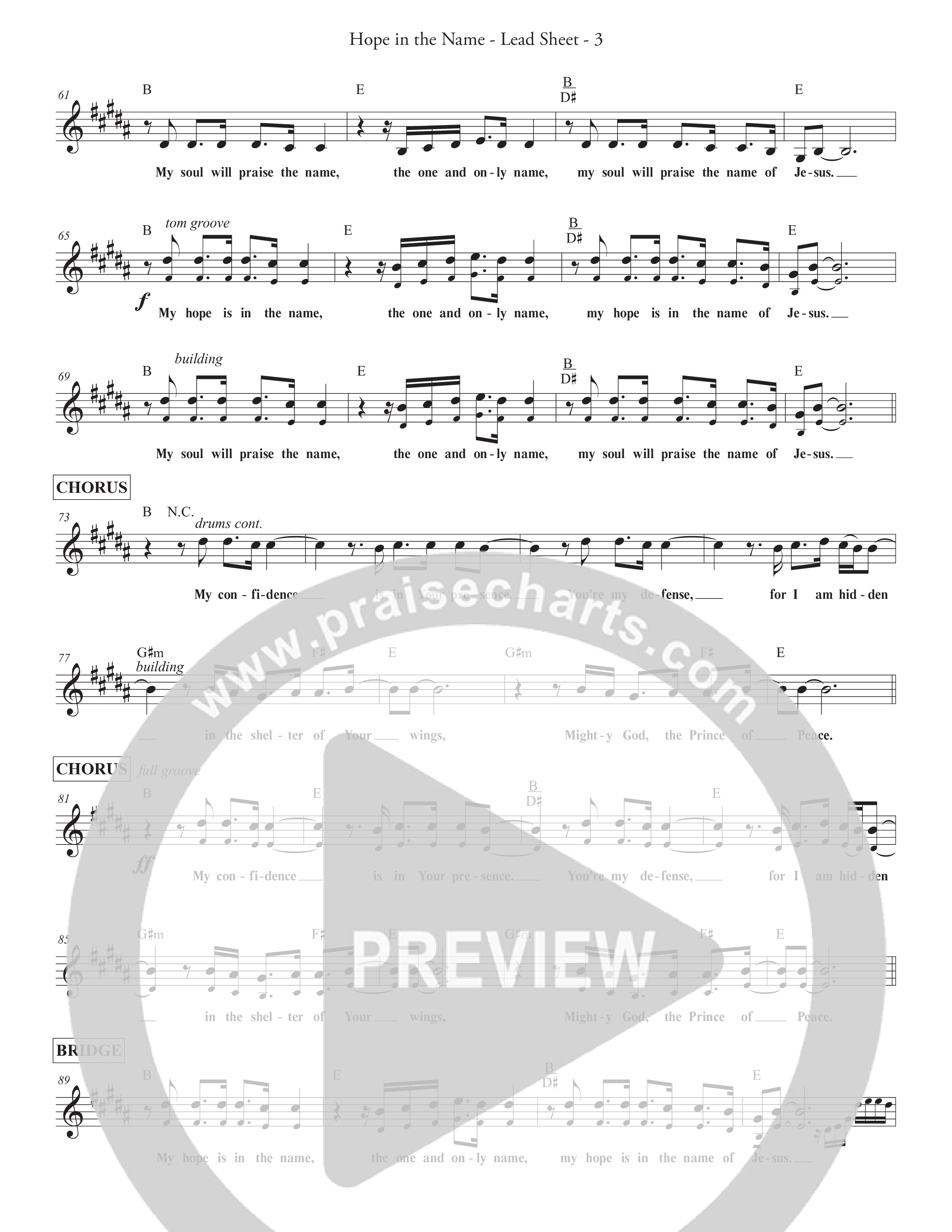 Hope In The Name Lead Sheet (SAT) (Redemption Worship)