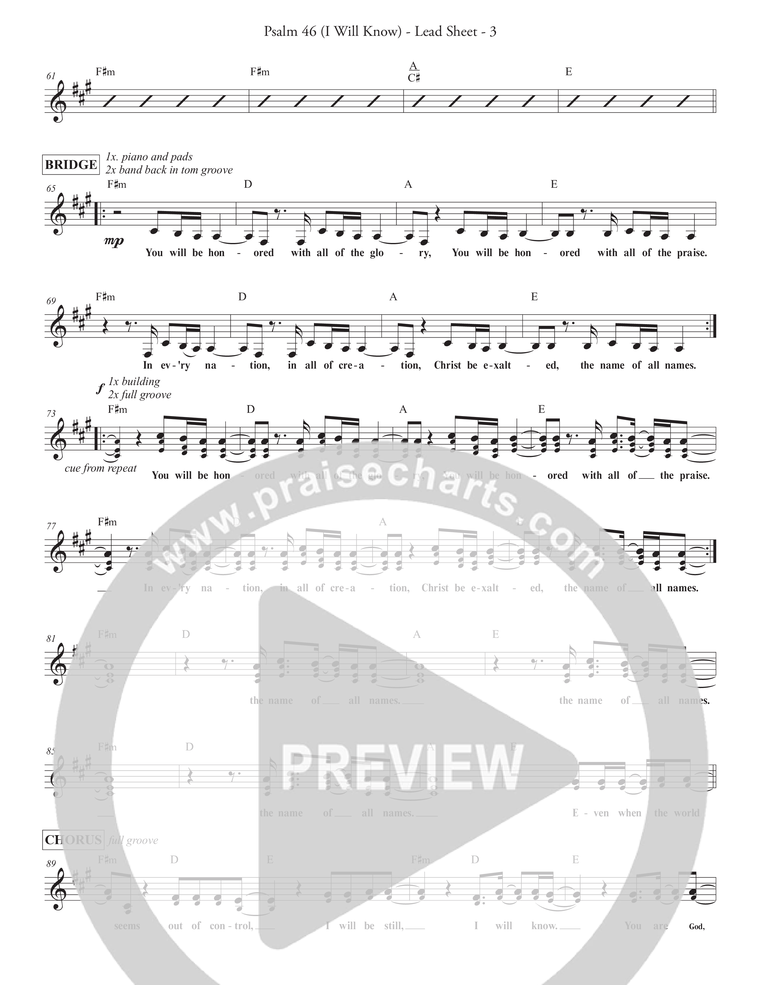 Psalm 46 (I Will Know) Lead Sheet (SAT) (Redemption Worship)
