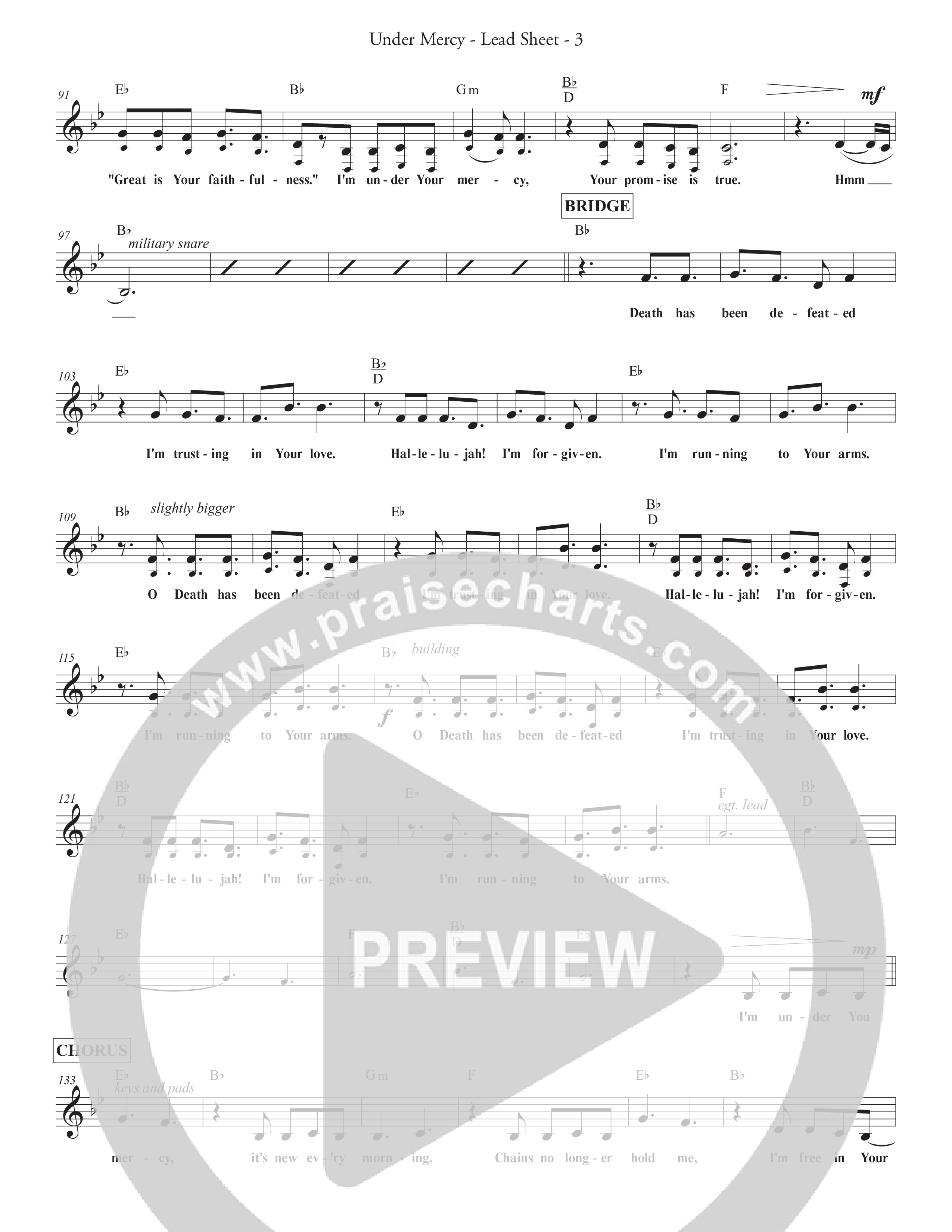 Under Mercy Lead Sheet (SAT) (Redemption Worship)